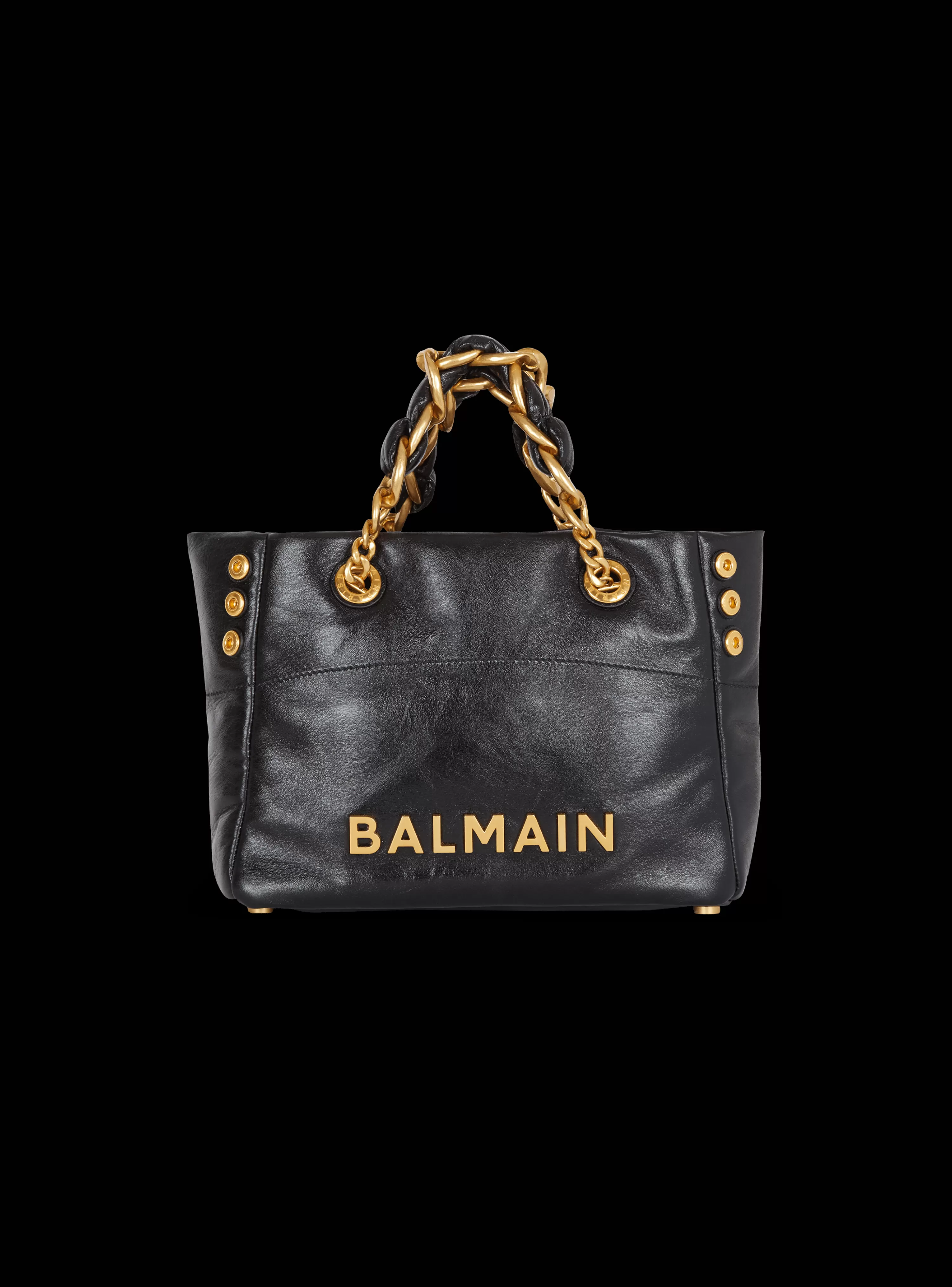 Women Balmain 1945 Soft Crinkled Leather Tote Bag