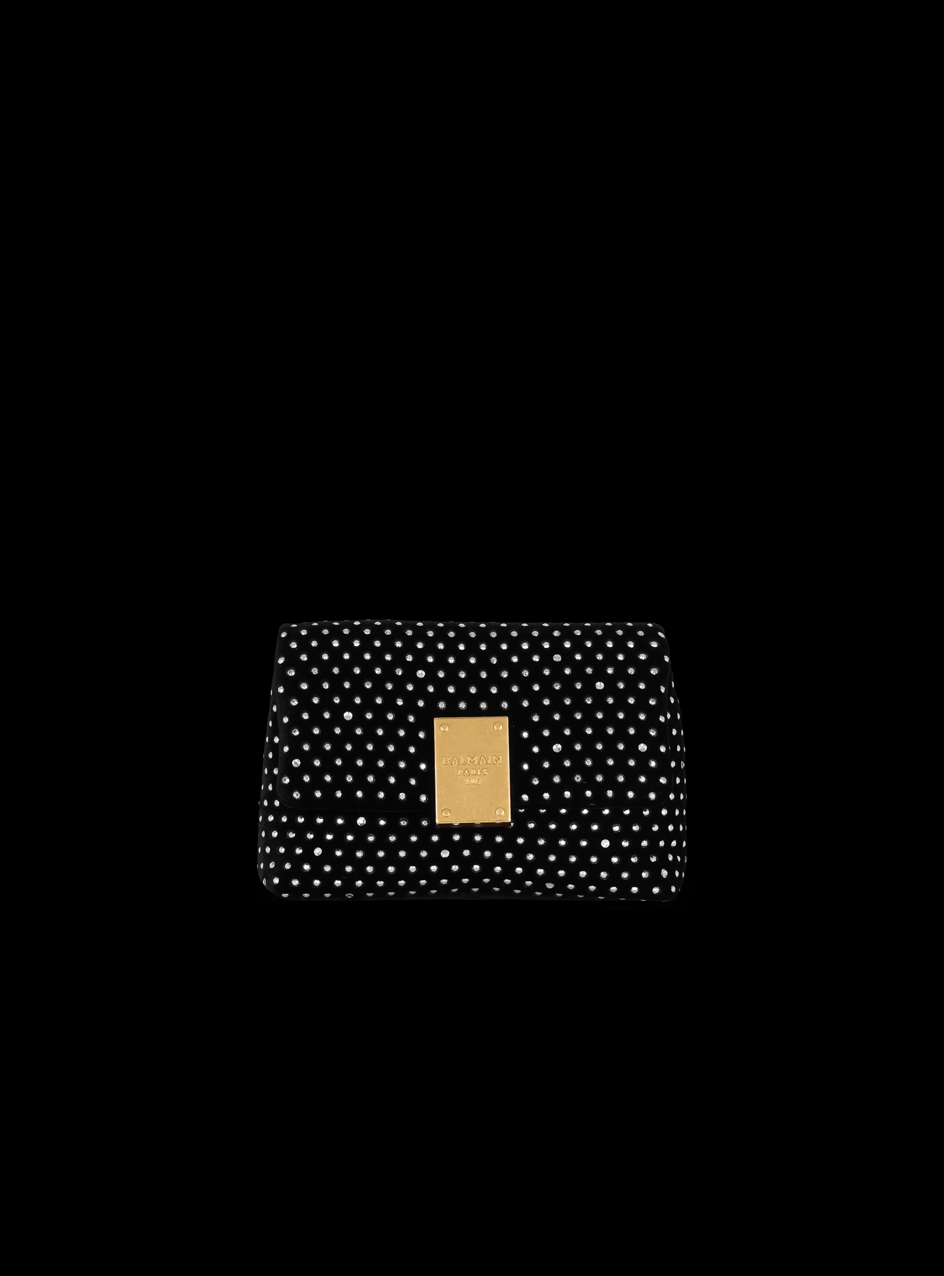 Women Balmain 1945 Soft Mini Velvet And Crystal Bag