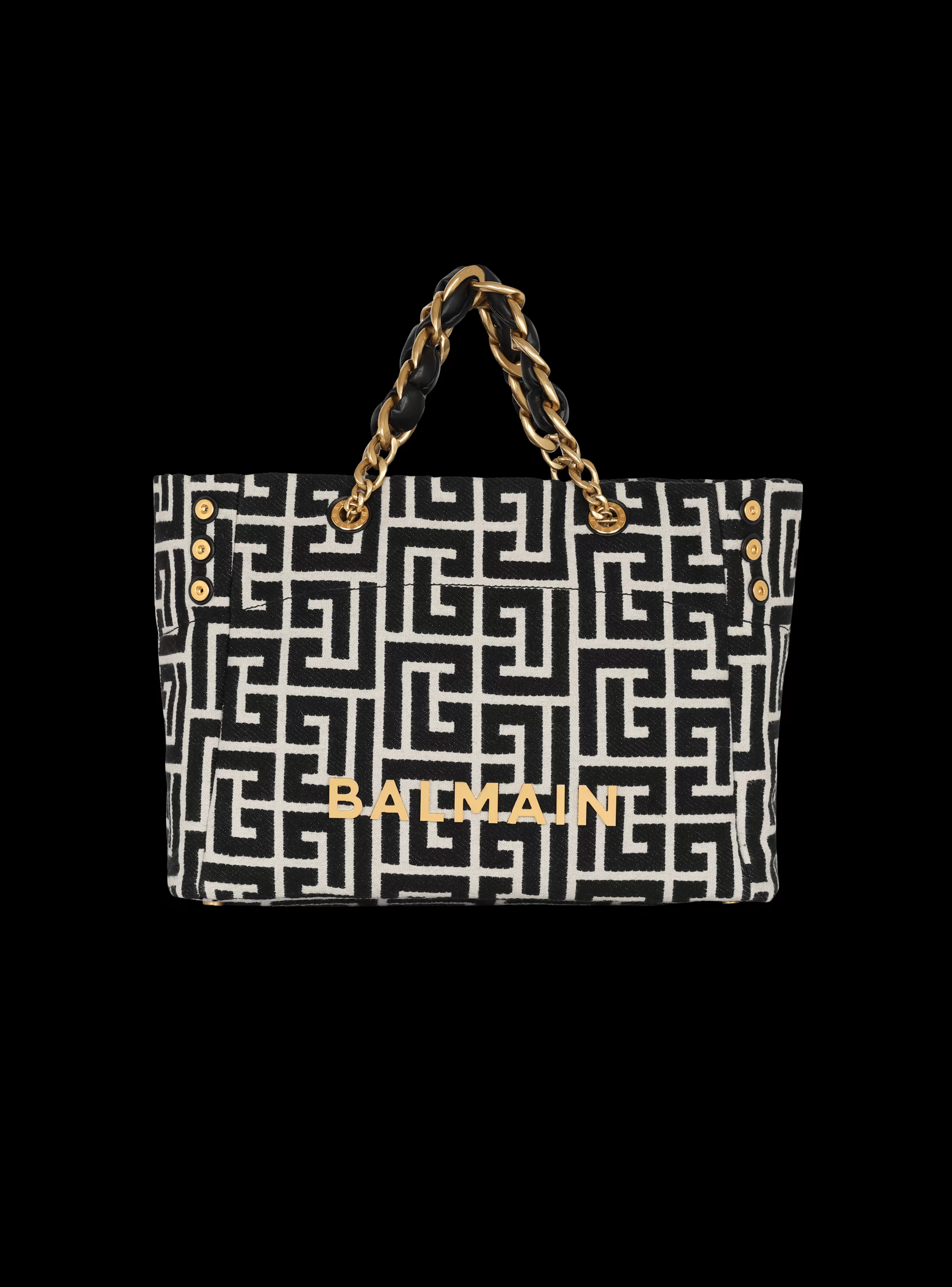 Women Balmain 1945 Soft Monogrammed Jacquard Tote Bag