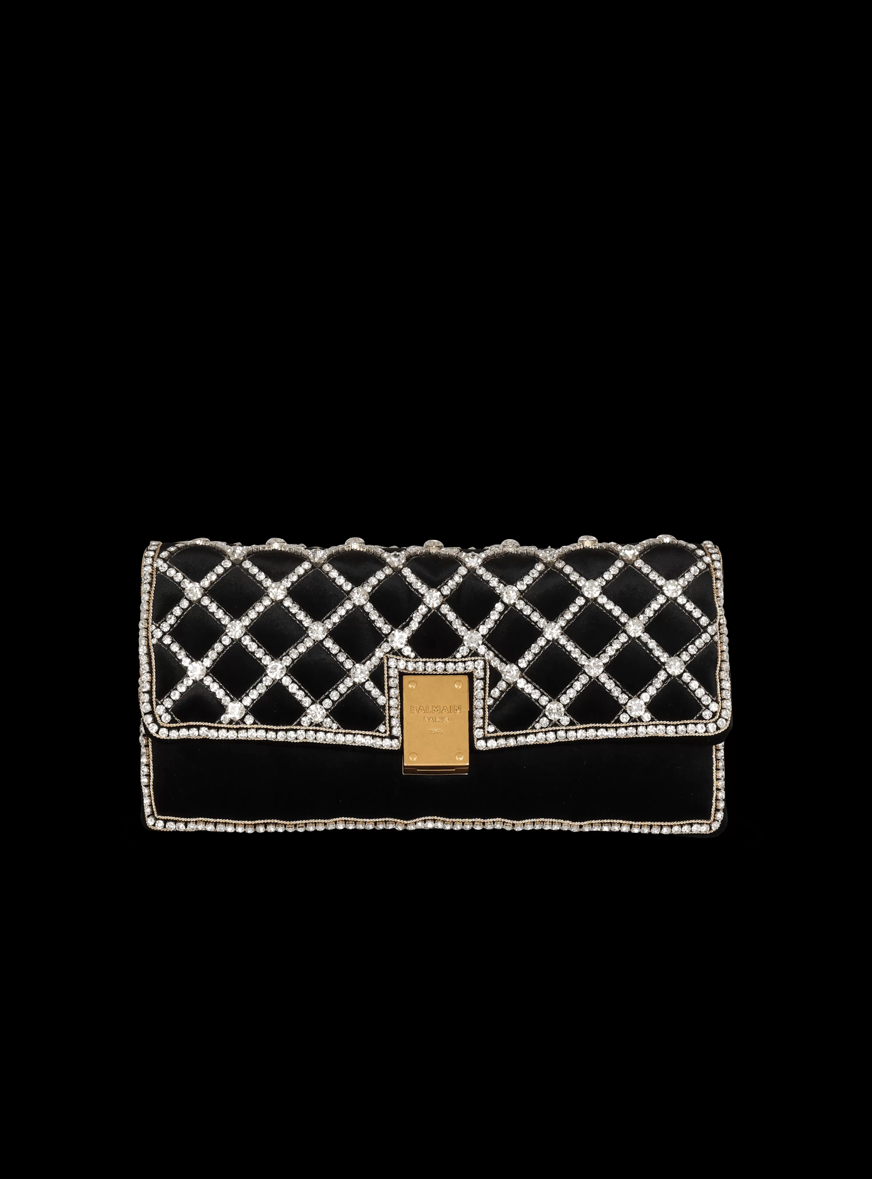 Women Balmain 1945 Soft Velvet And Pearl Clutch