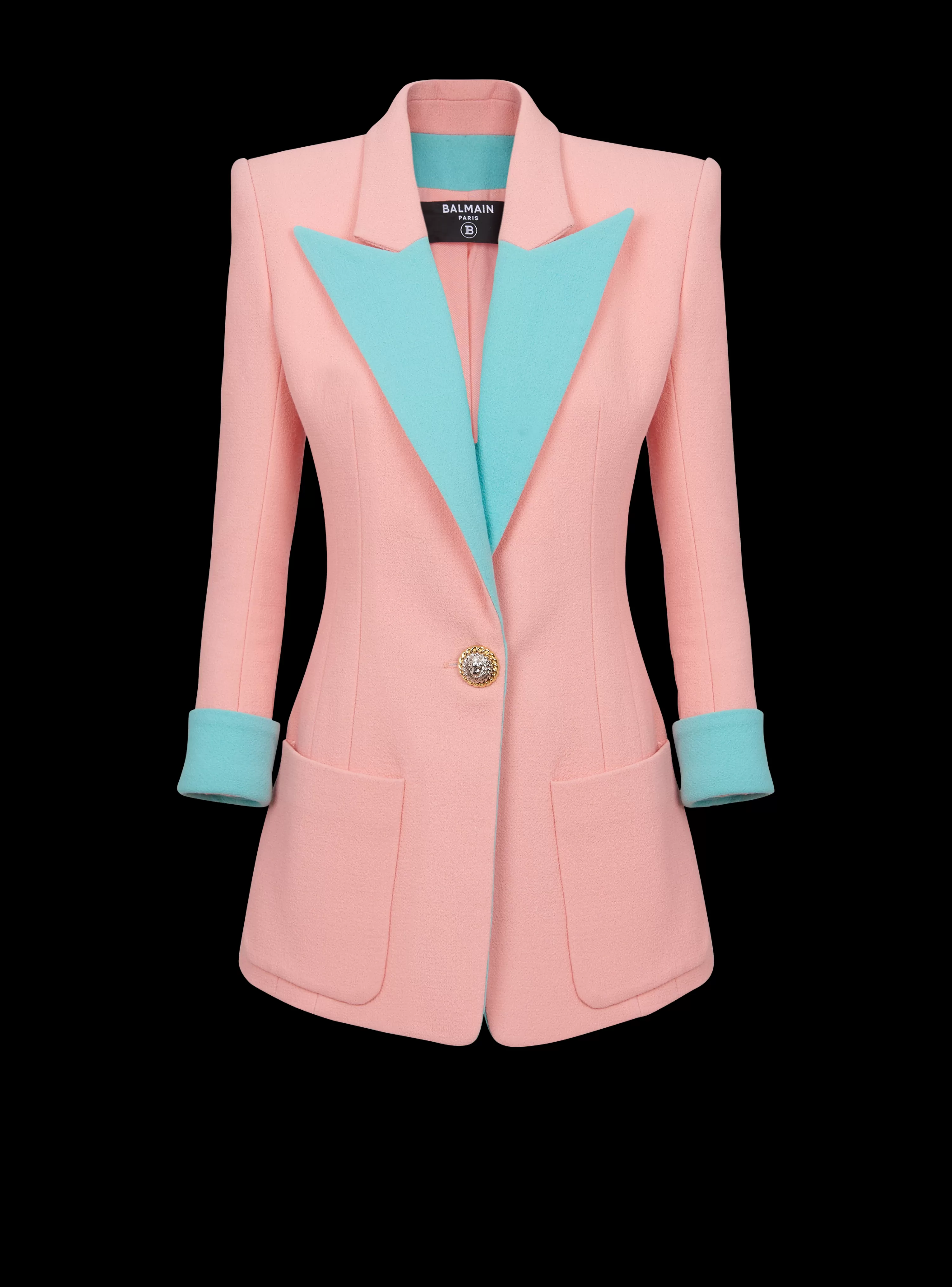 Women Balmain 1-button Double Crepe Two-tone Jacket