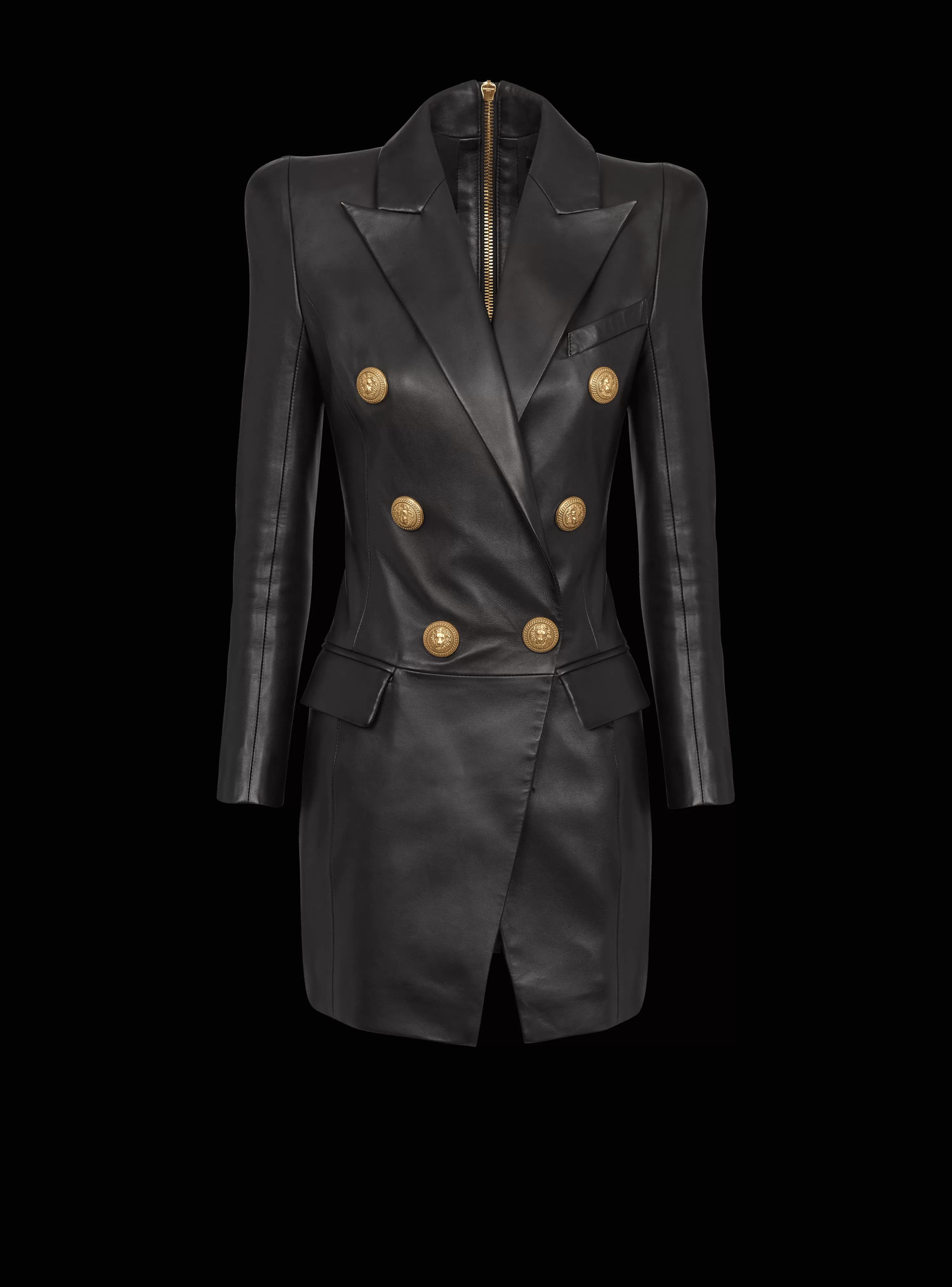 Women Balmain 6-button Leather Dress