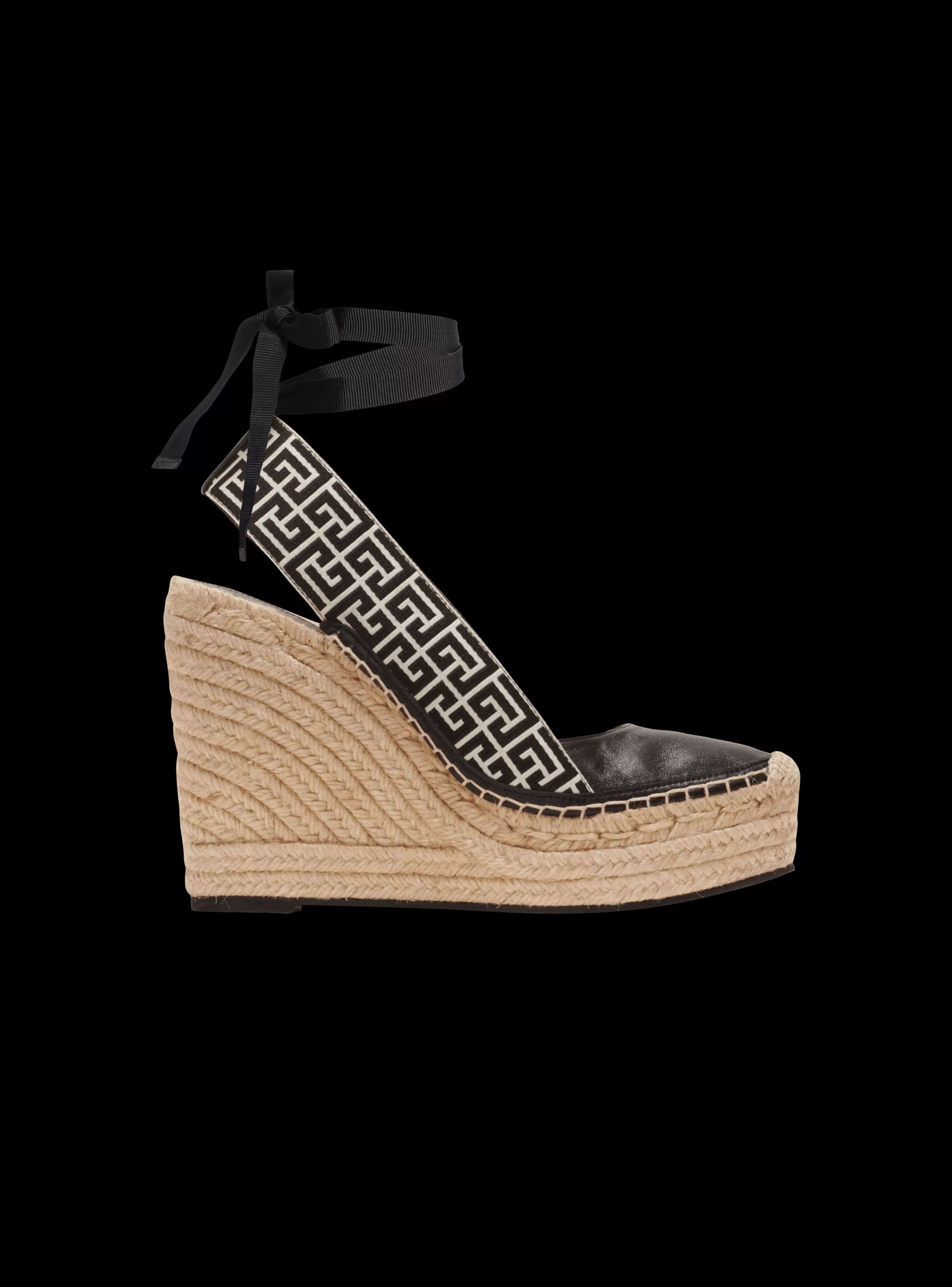 Women Balmain Alex Monogram Jacquard And Leather Espadrilles