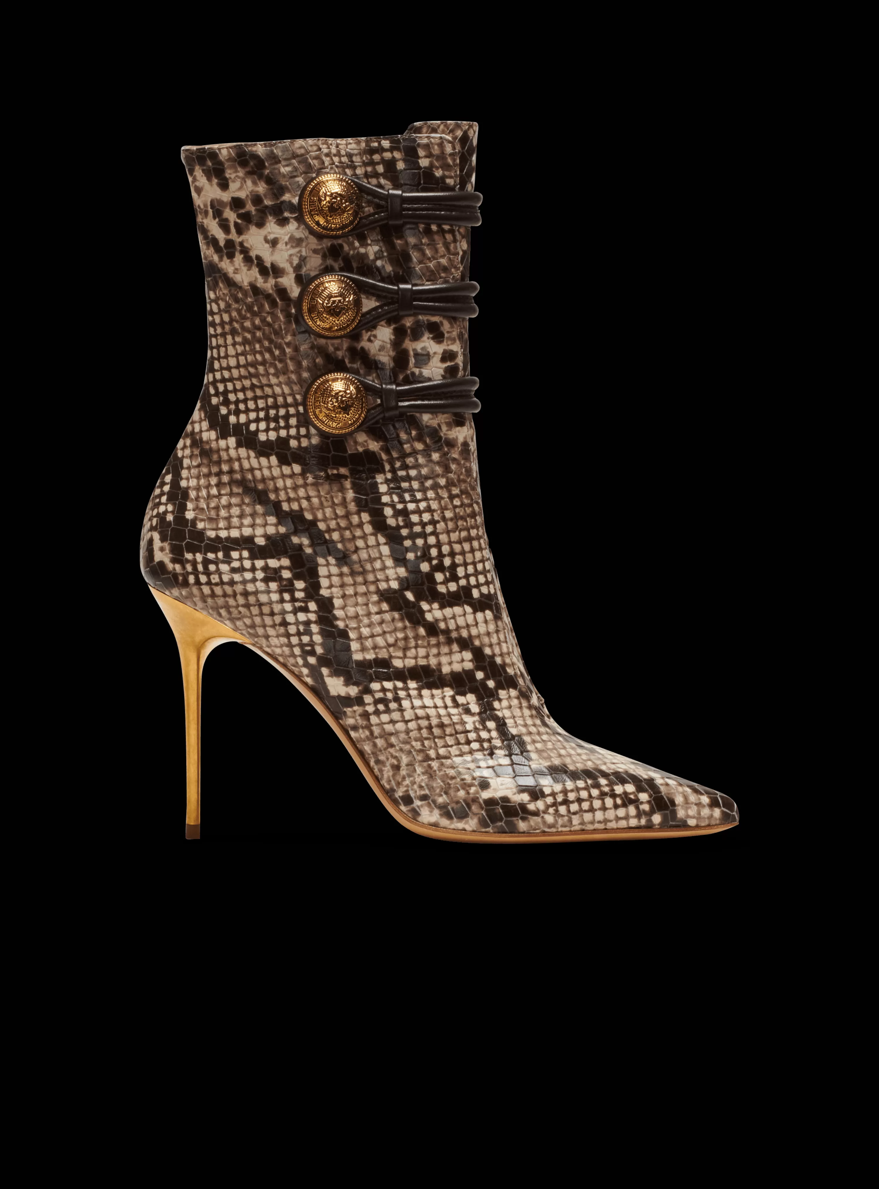 Women Balmain Alma Snakeskin-effect Leather Ankle Boots