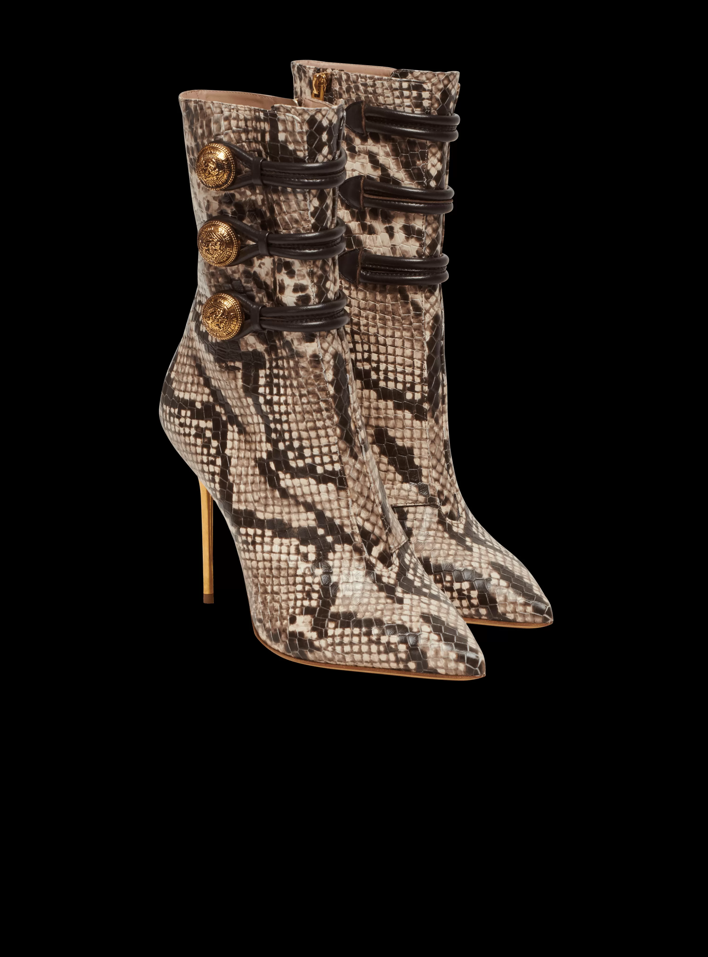 Women Balmain Alma Snakeskin-effect Leather Ankle Boots