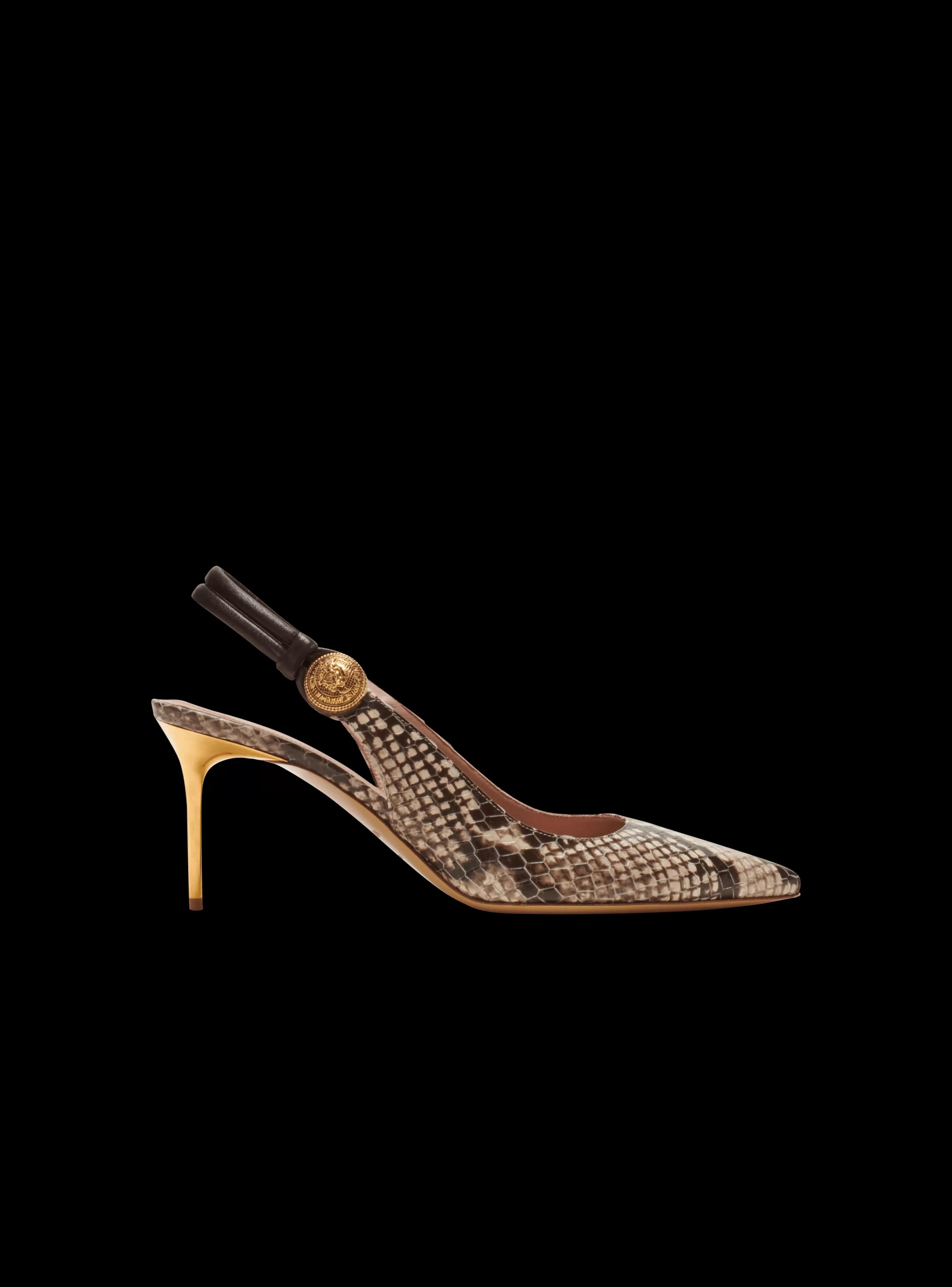 Women Balmain Alma Snakeskin-effect Leather Slingbacks