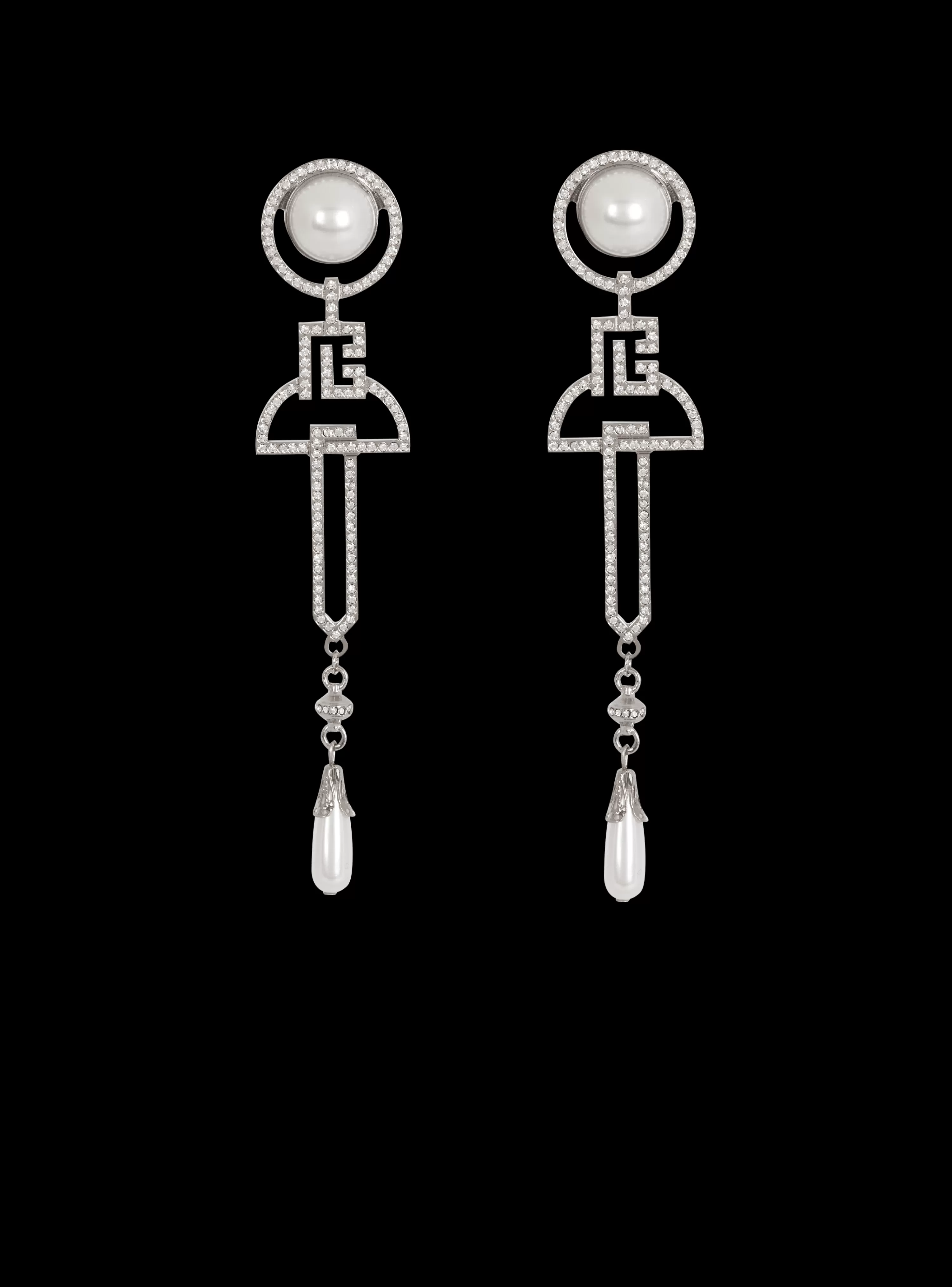 Women Balmain Art Deco Pendant Earrings