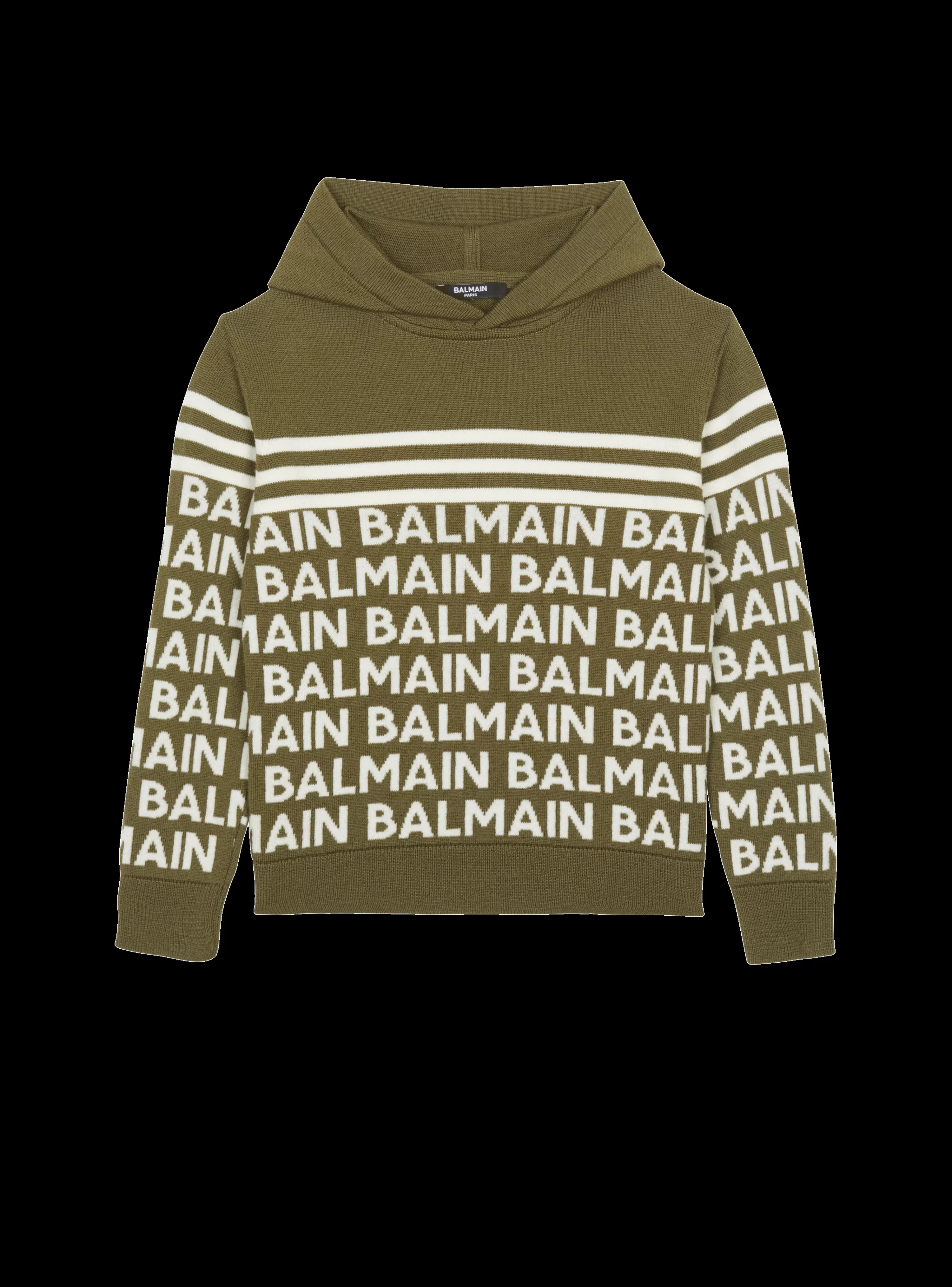 Kids/BOY Balmain Fine Knit Hooded Sweatshirt