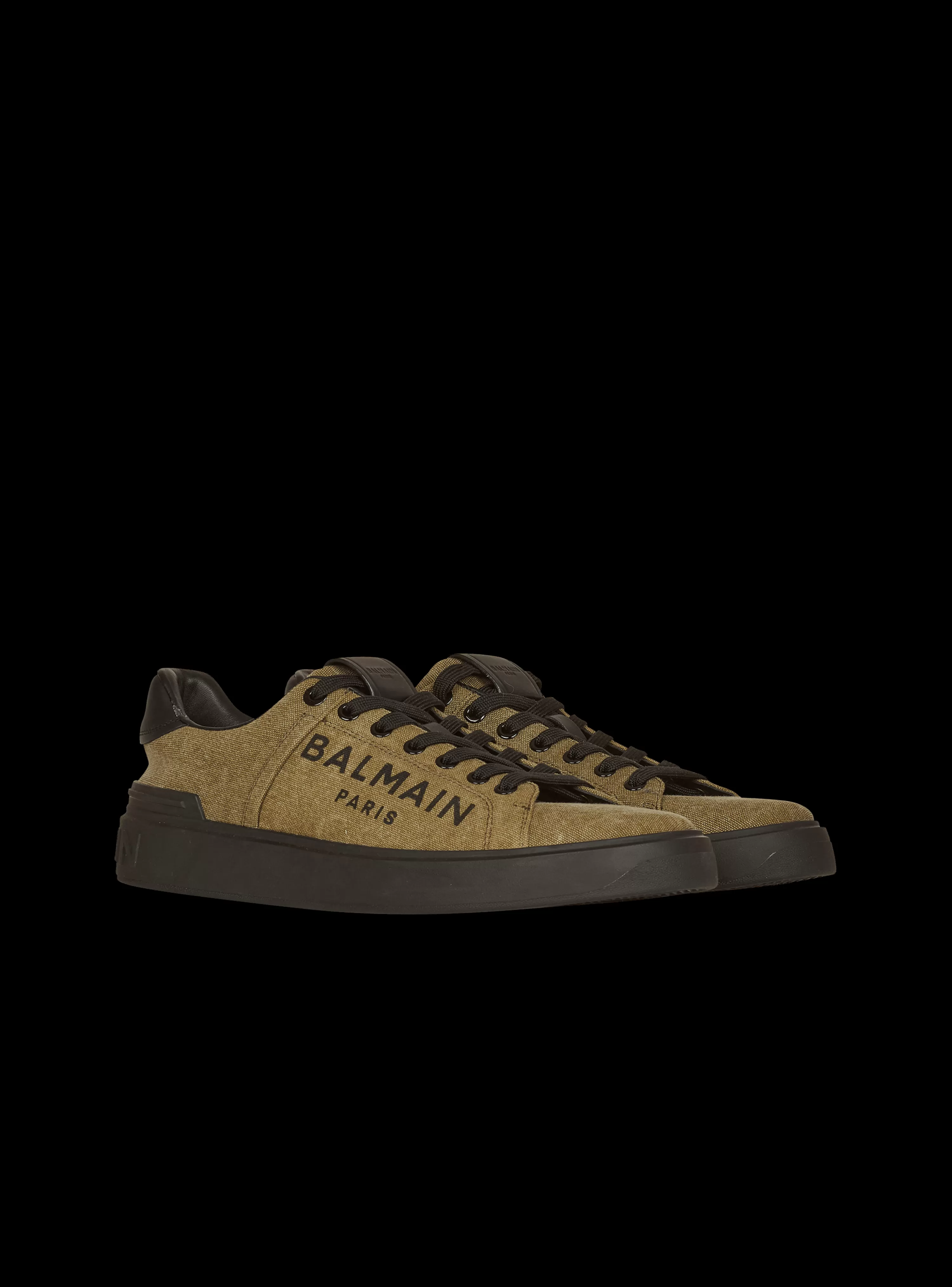 Balmain Logo Print Canvas B-Court Sneakers