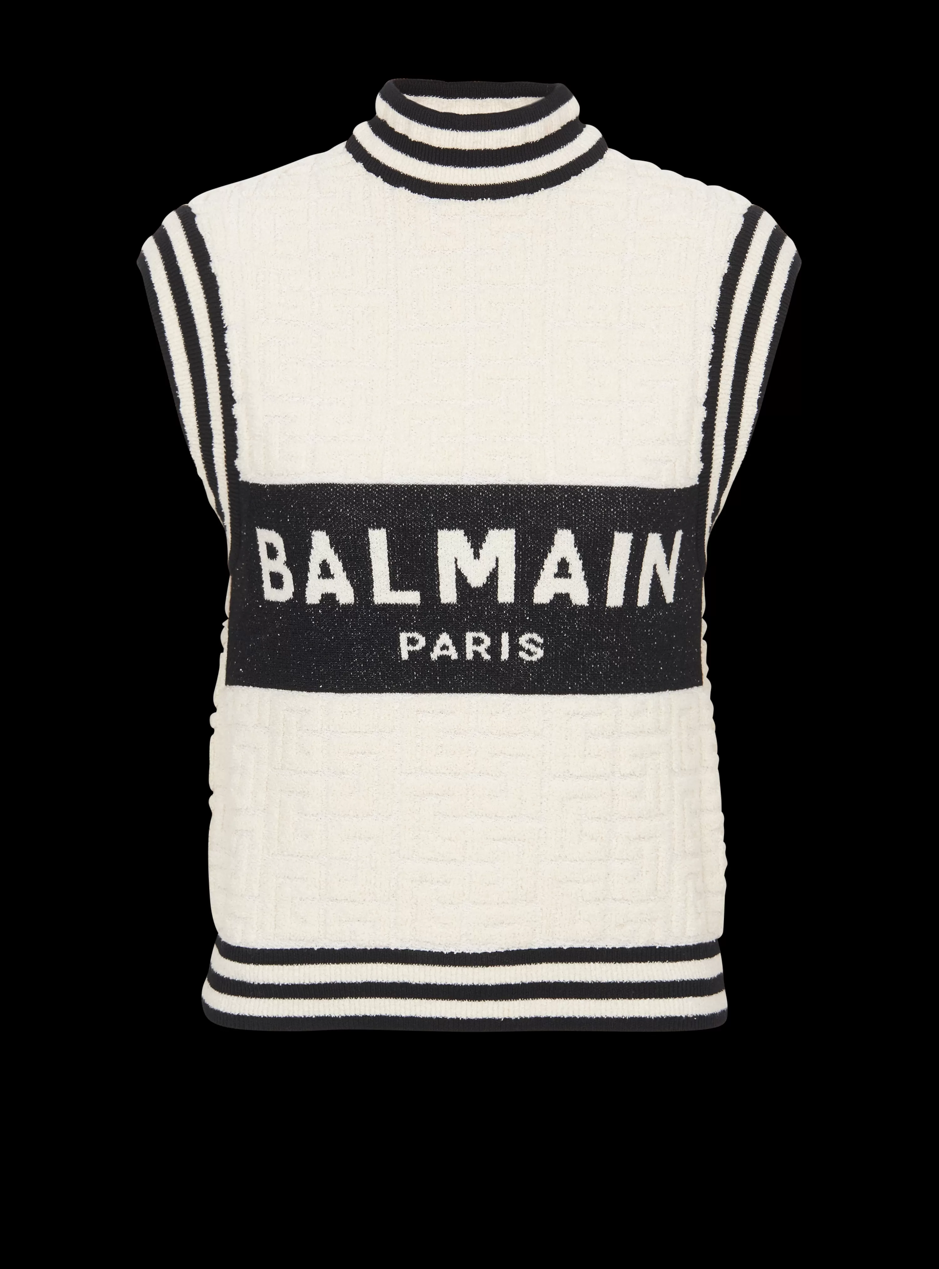 Women Balmain Monogrammed Bouclette Knit Top