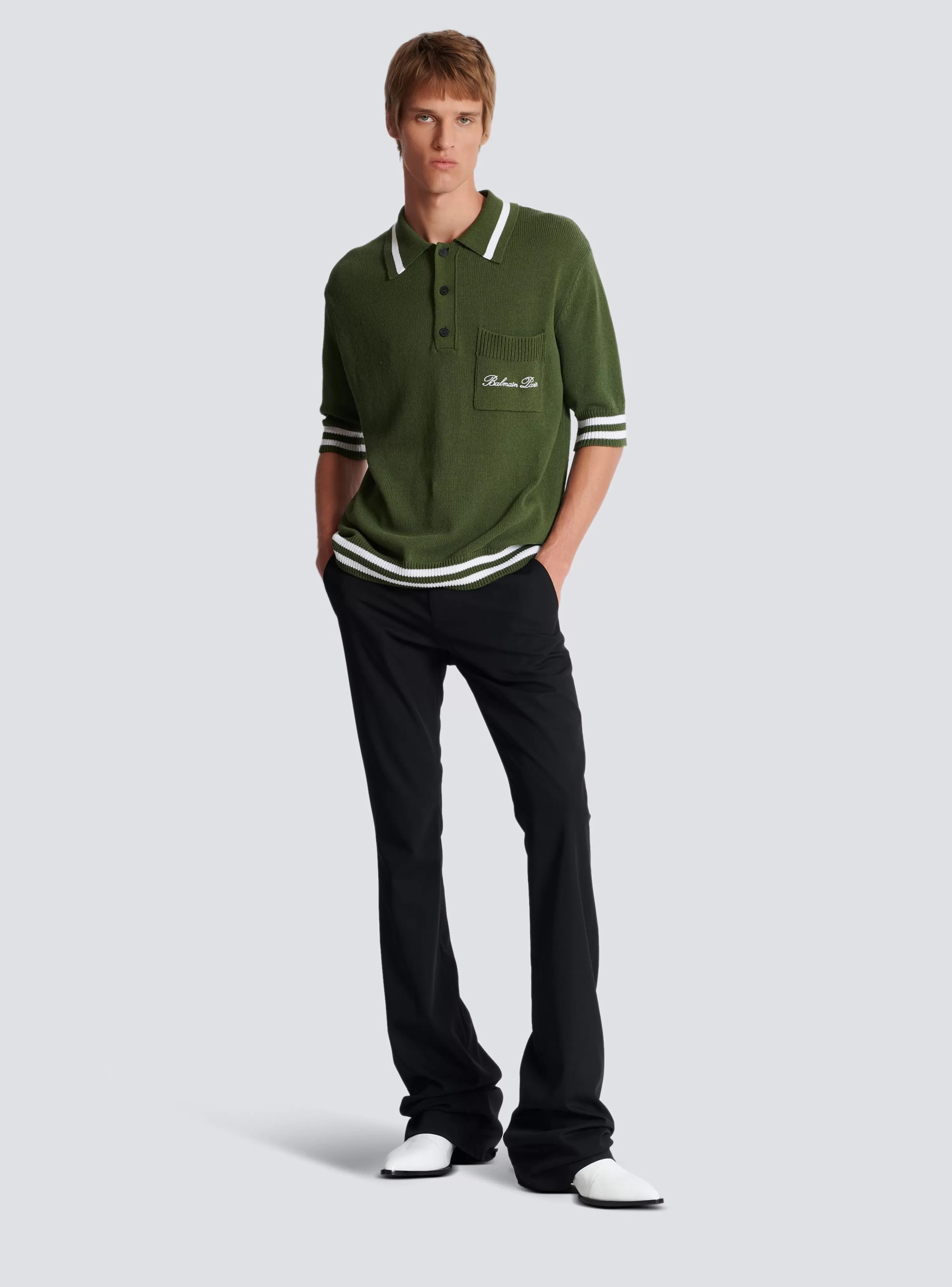 Balmain Signature Knit Polo Shirt