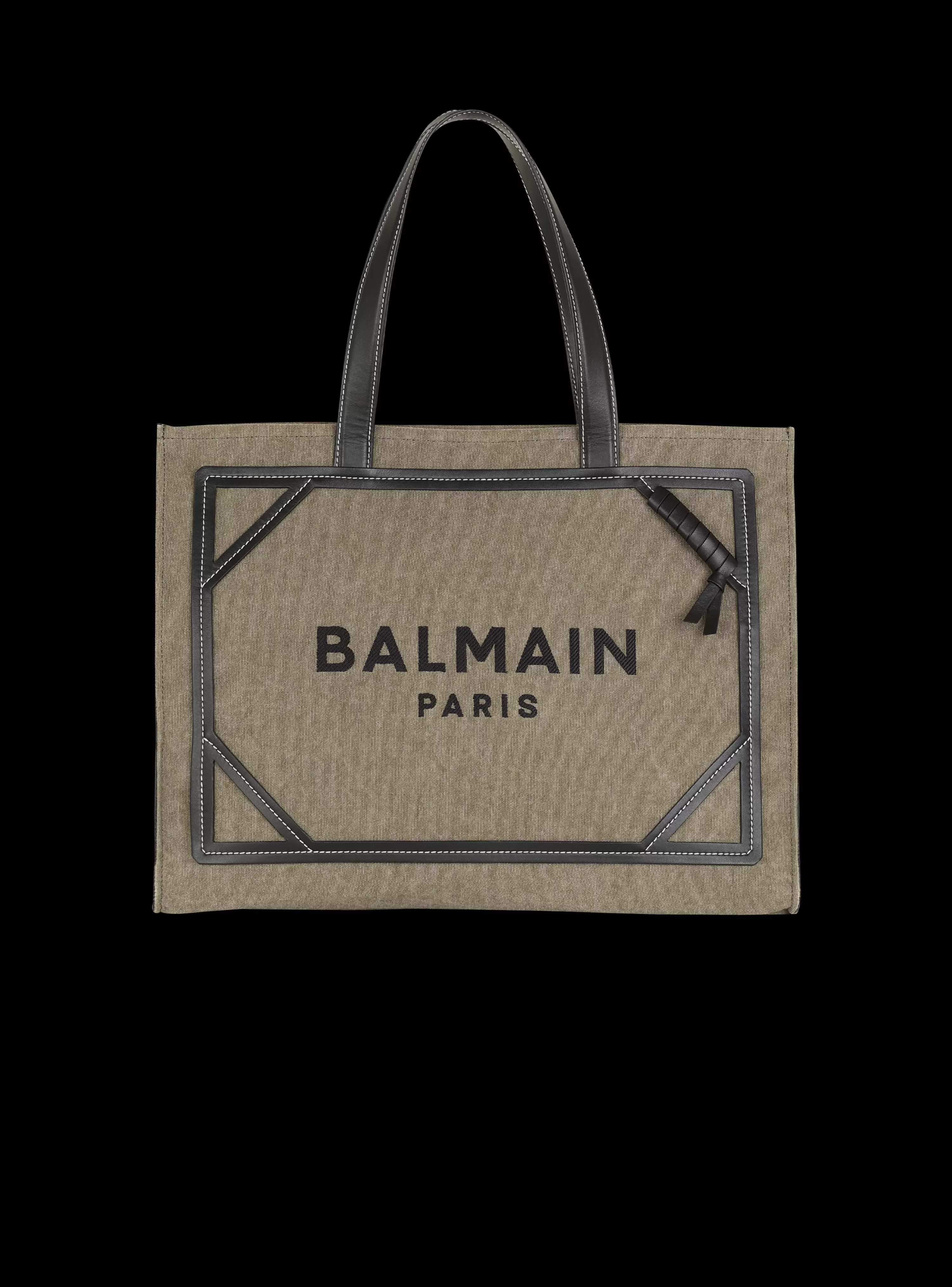 Women Balmain B-Army 42 Canvas Tote Bag With Leather Details