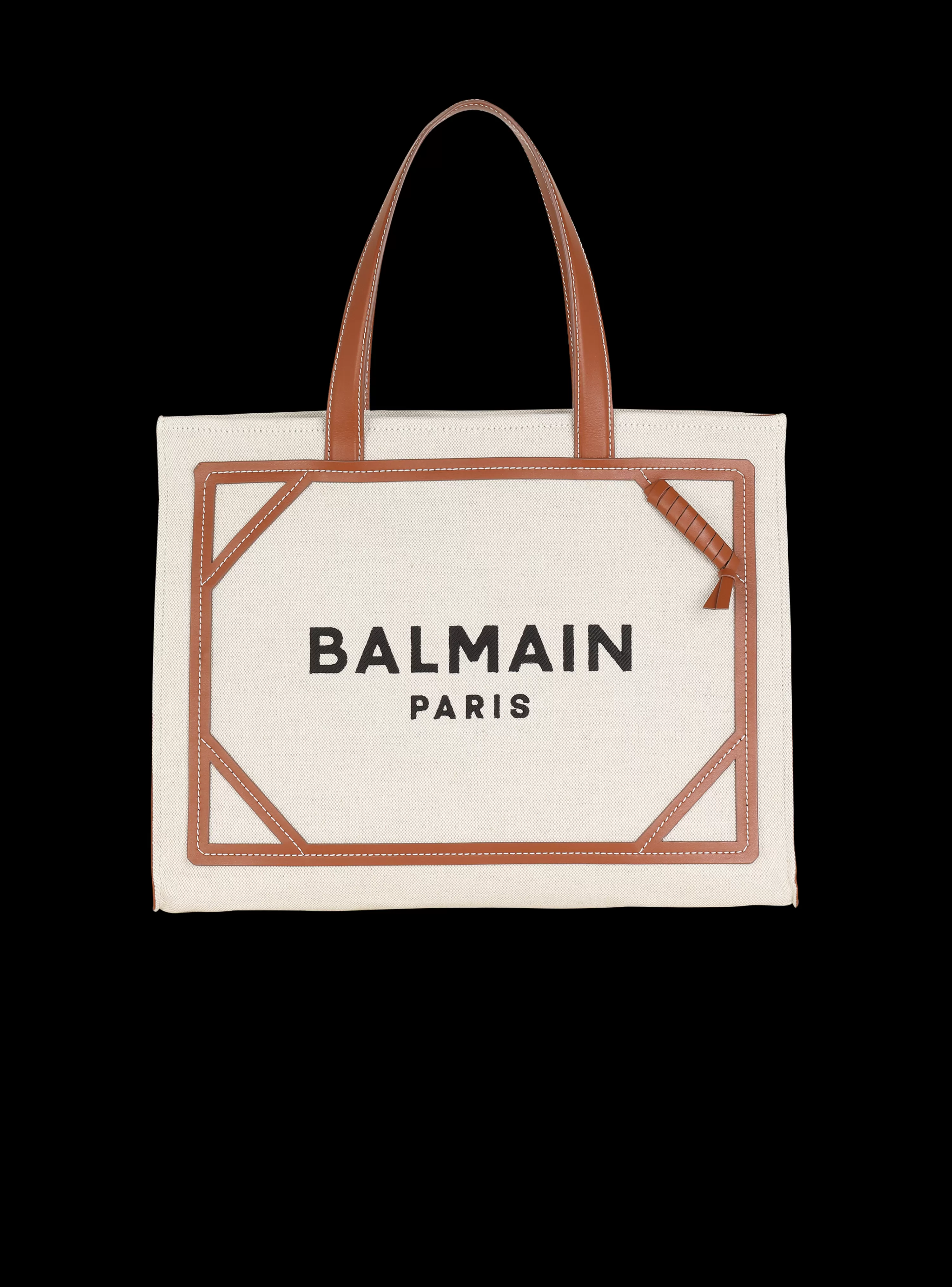 Women Balmain B-Army 42 Canvas Tote Bag With Leather Details