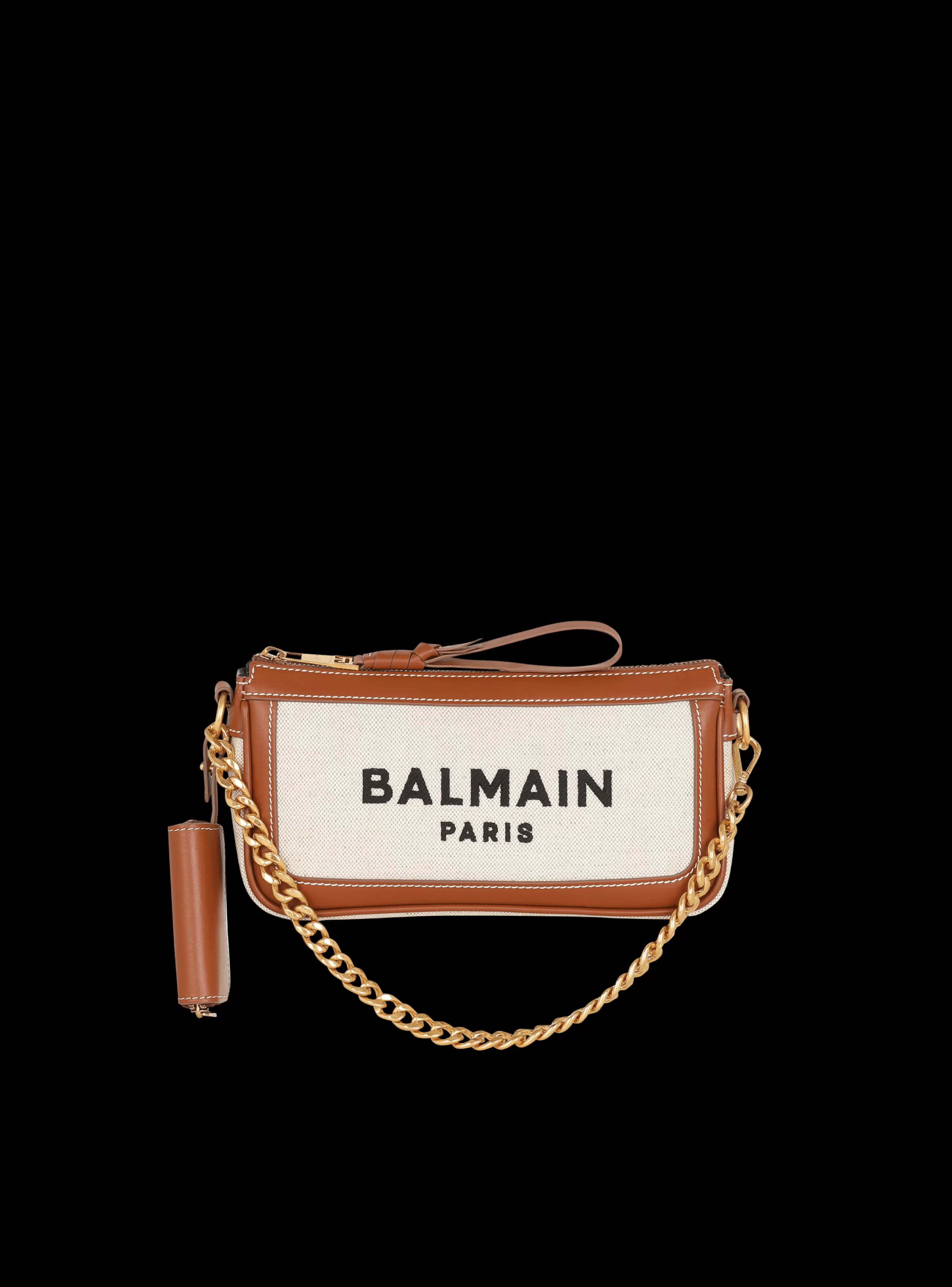 Women Balmain B-Army Canvas Clutch Bag With Leather Inserts