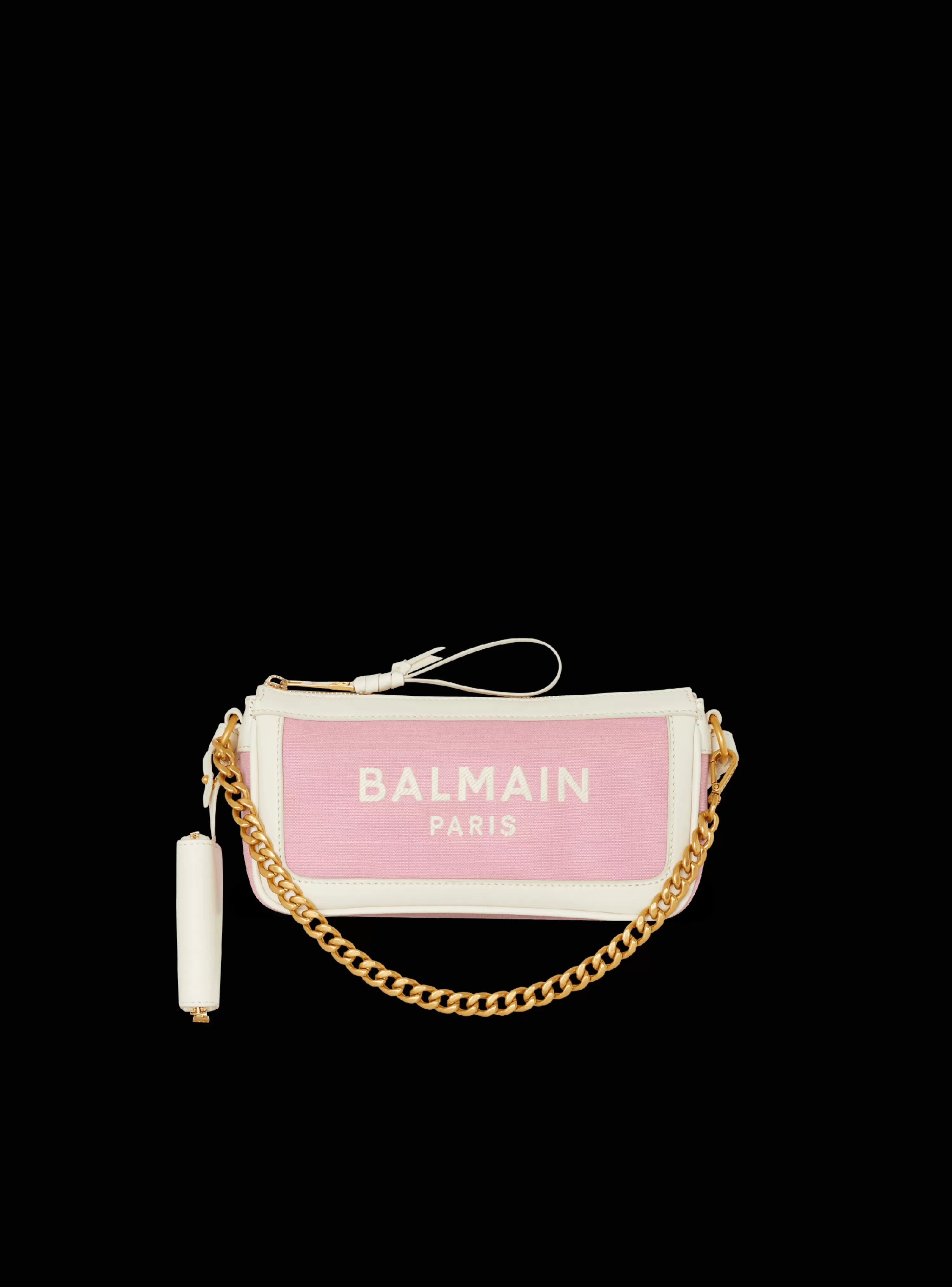 Women Balmain B-Army Chain Pouch In Canvas And Leather