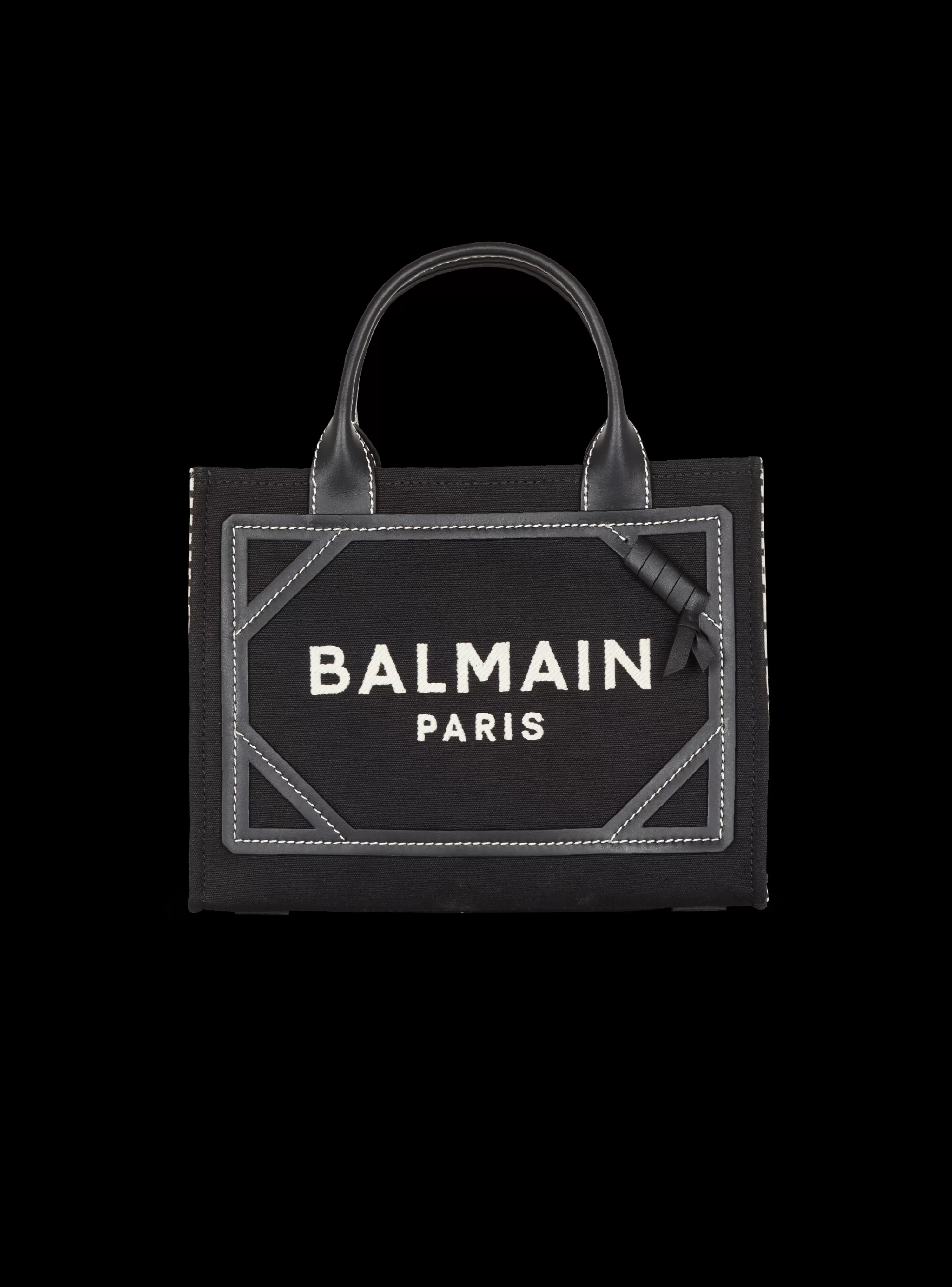 Women Balmain B-Army Monogrammed Canvas And Smooth Leather Tote Bag