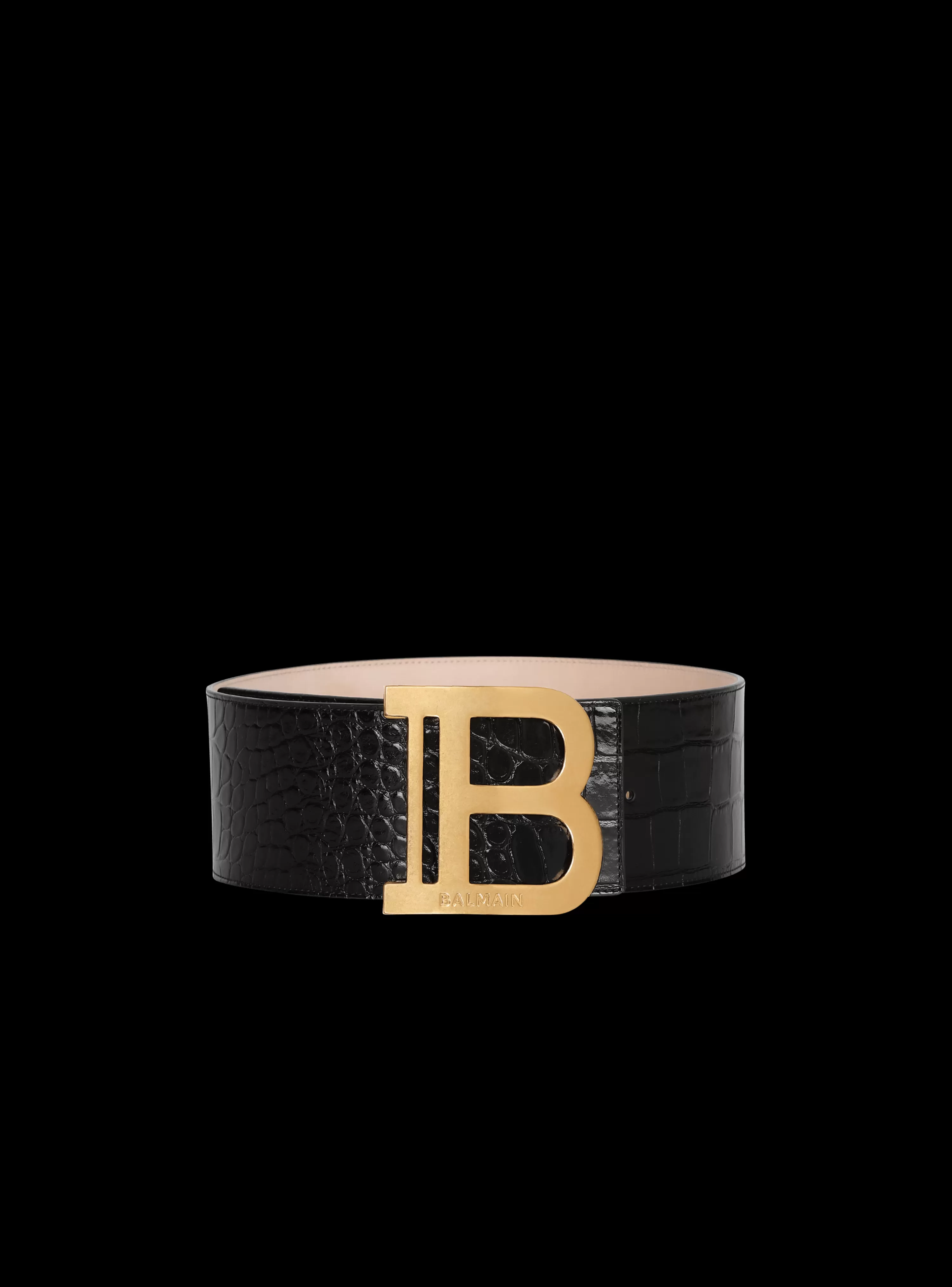 Women Balmain B-Belt In Crocodile-print Leather