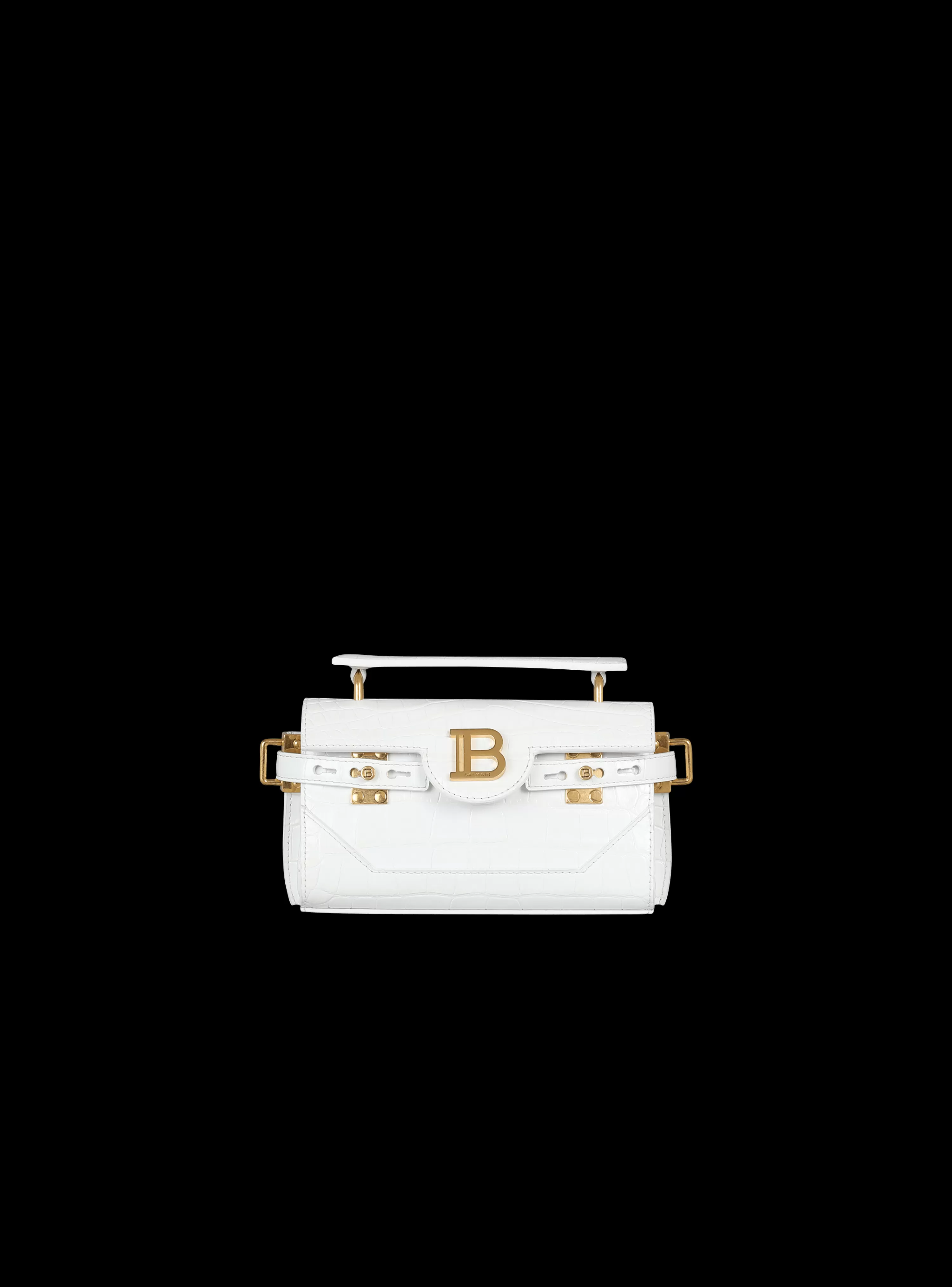 Women Balmain B-Buzz 19 Bag In Crocodile Effect-embossed Leather