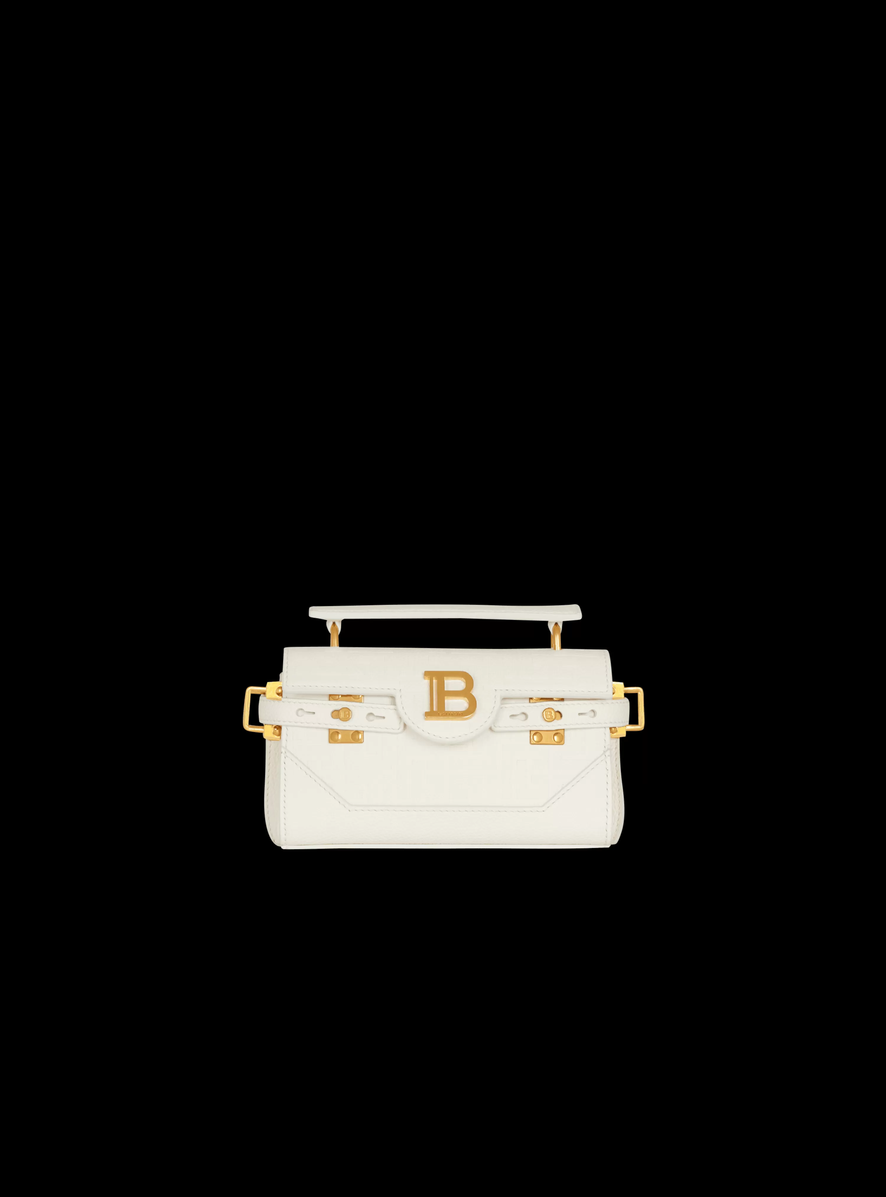 Women Balmain B-Buzz 19 Monogram Grained Leather Bag