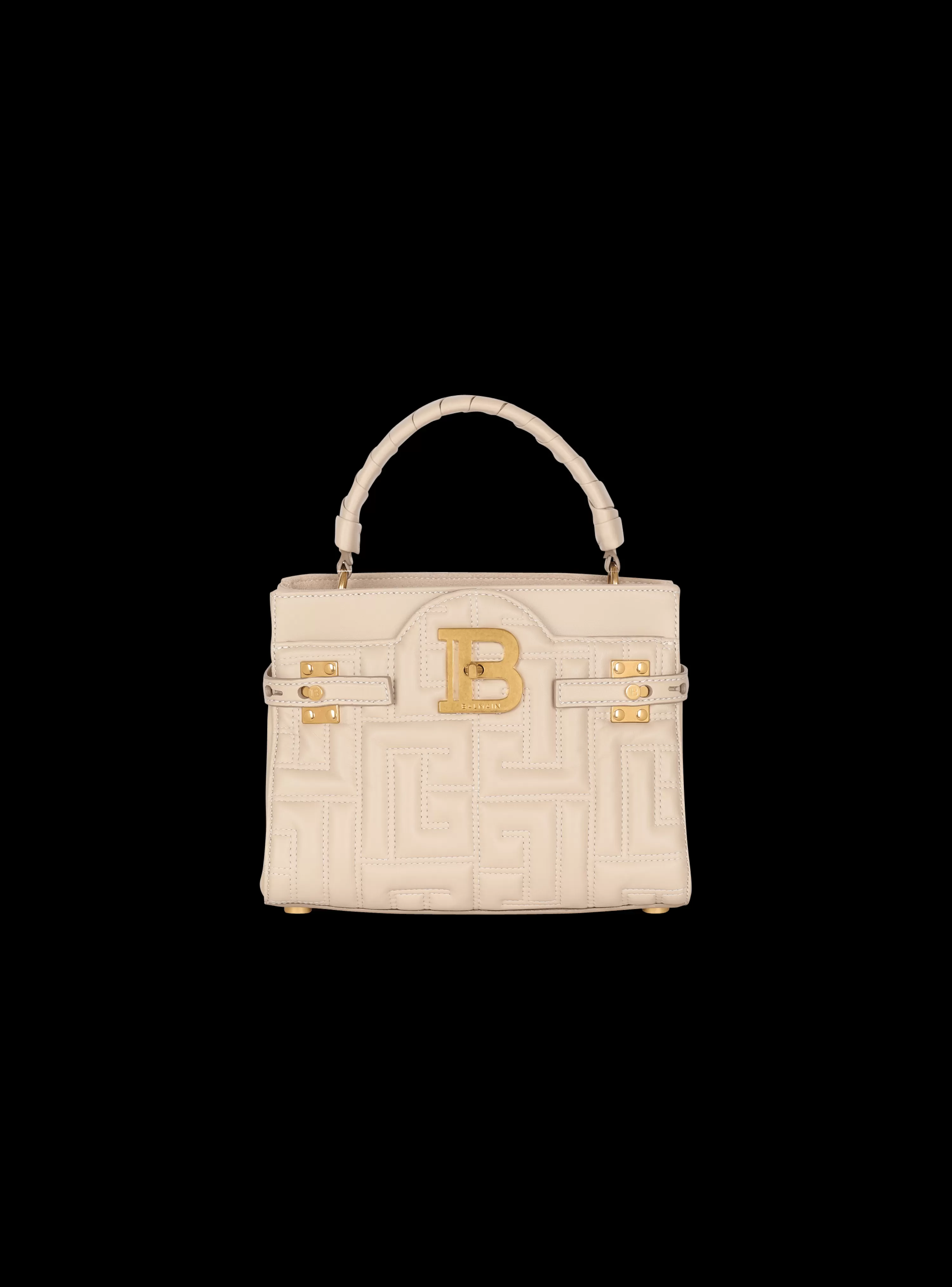 Women Balmain B-Buzz 22 Top Handle Bag In Monogram Quilted Leather