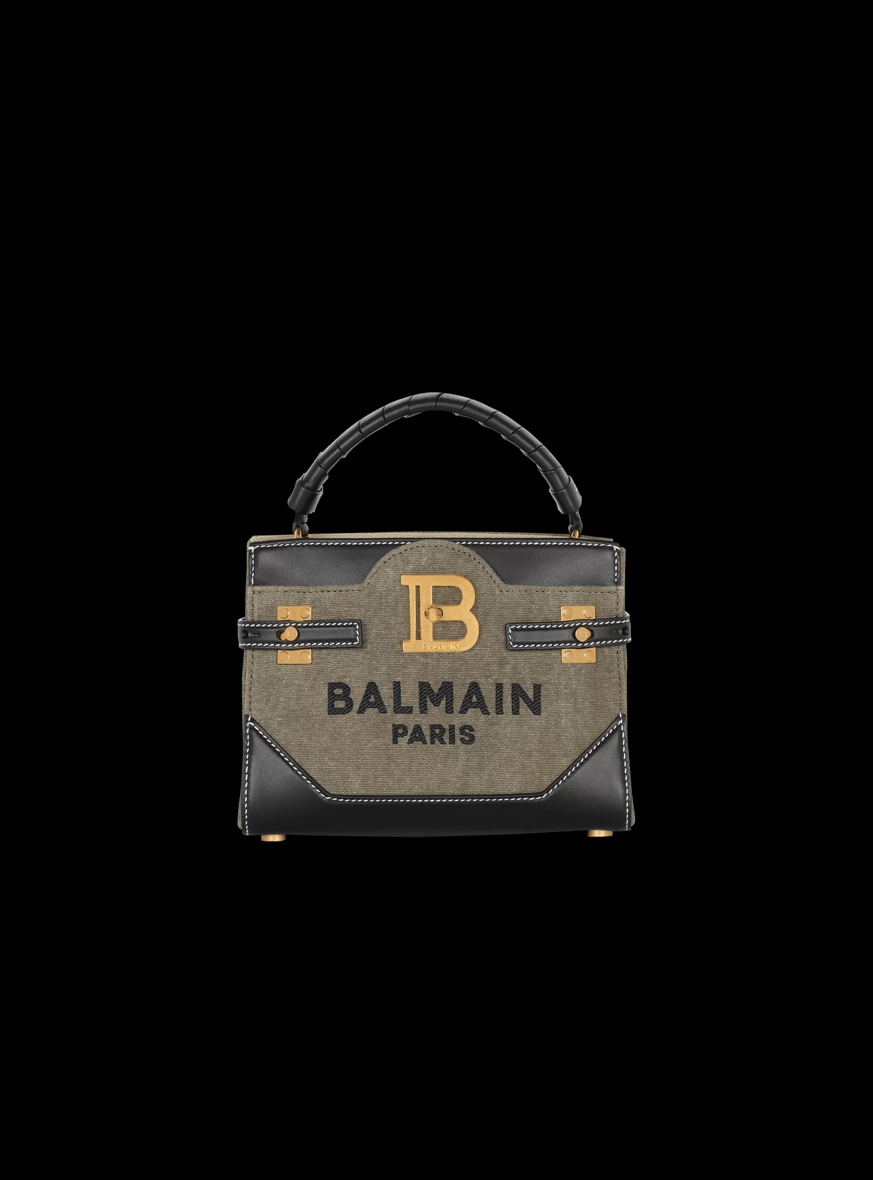 Women Balmain B-Buzz 22 Top-handle Bag In Canvas And Leather