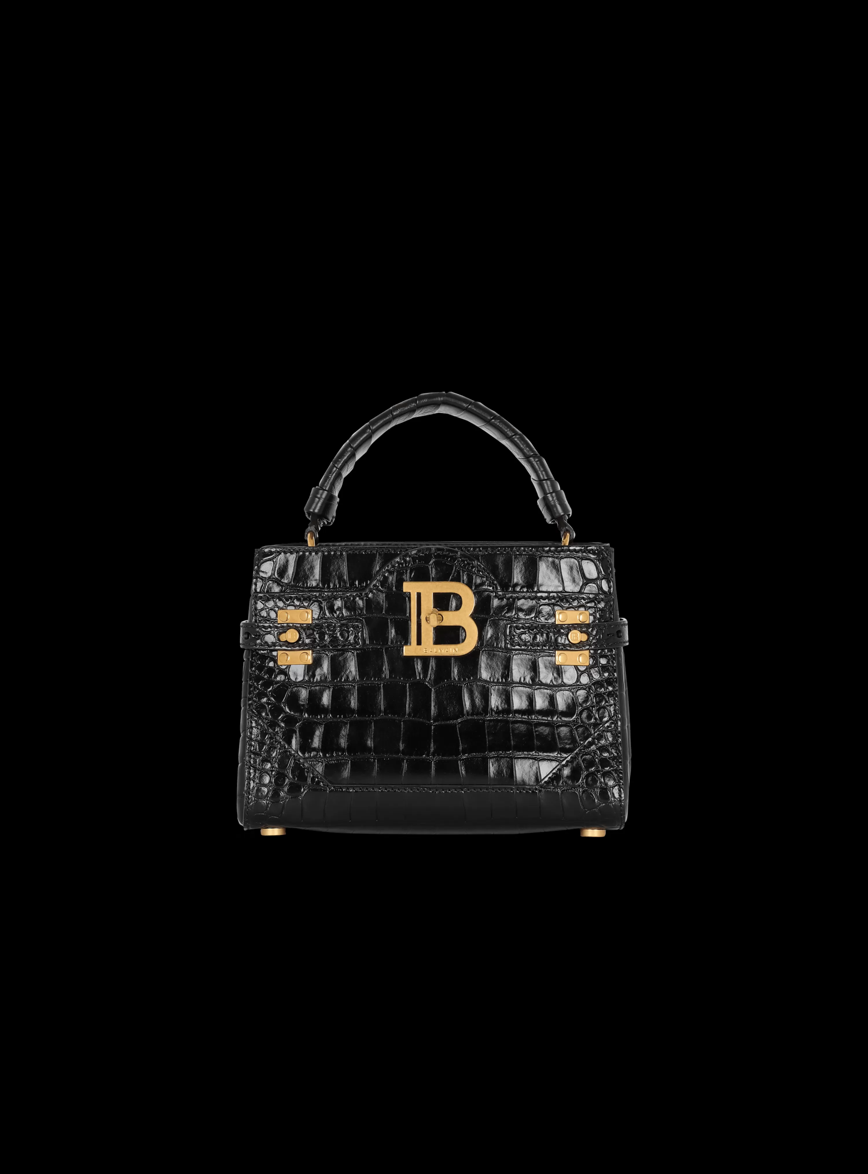 Women Balmain B-Buzz 22 Top-handle Bag In Crocodile-print Leather