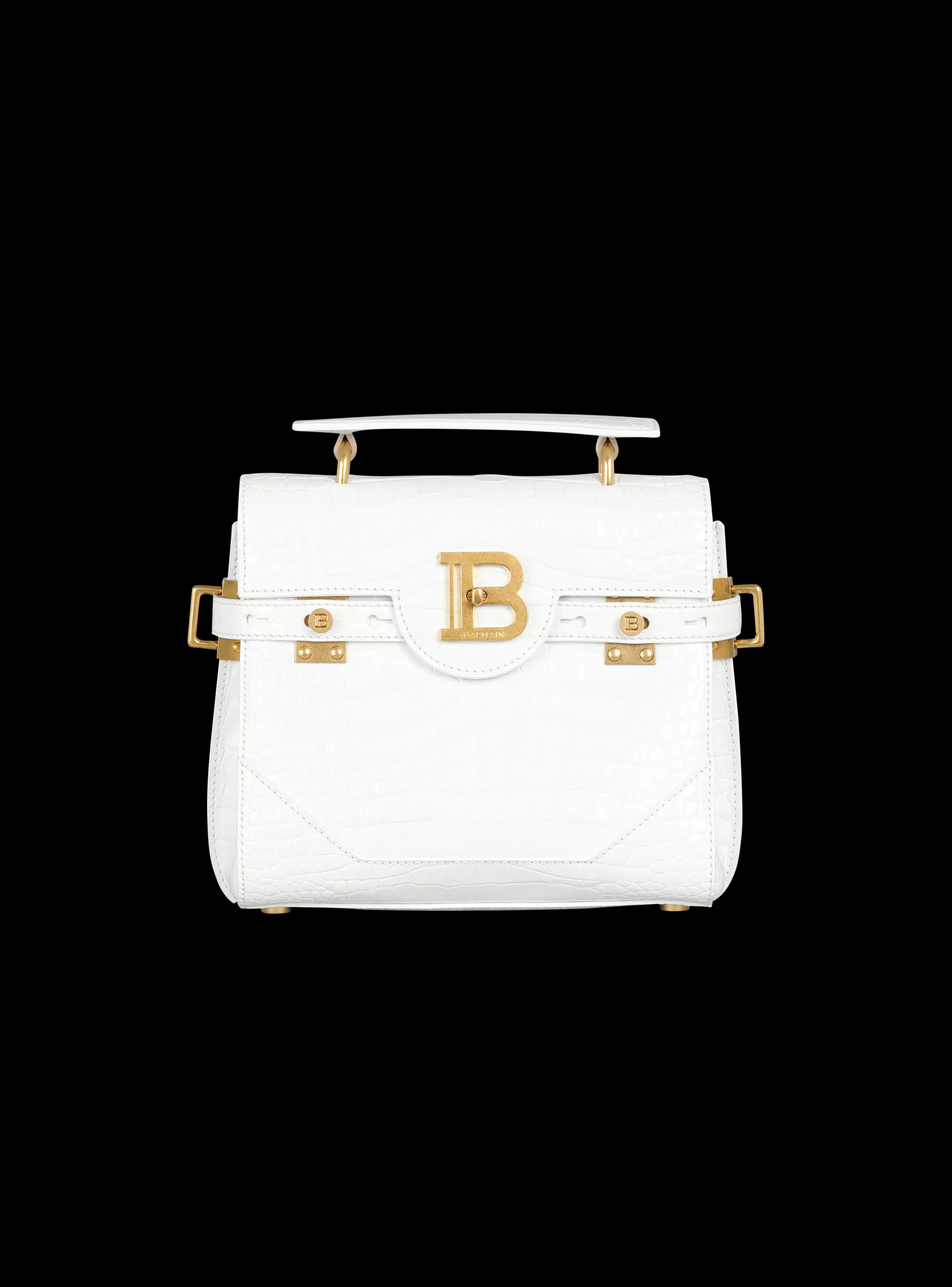 Women Balmain B-Buzz 23 Bag In Crocodile Effect-embossed Leather