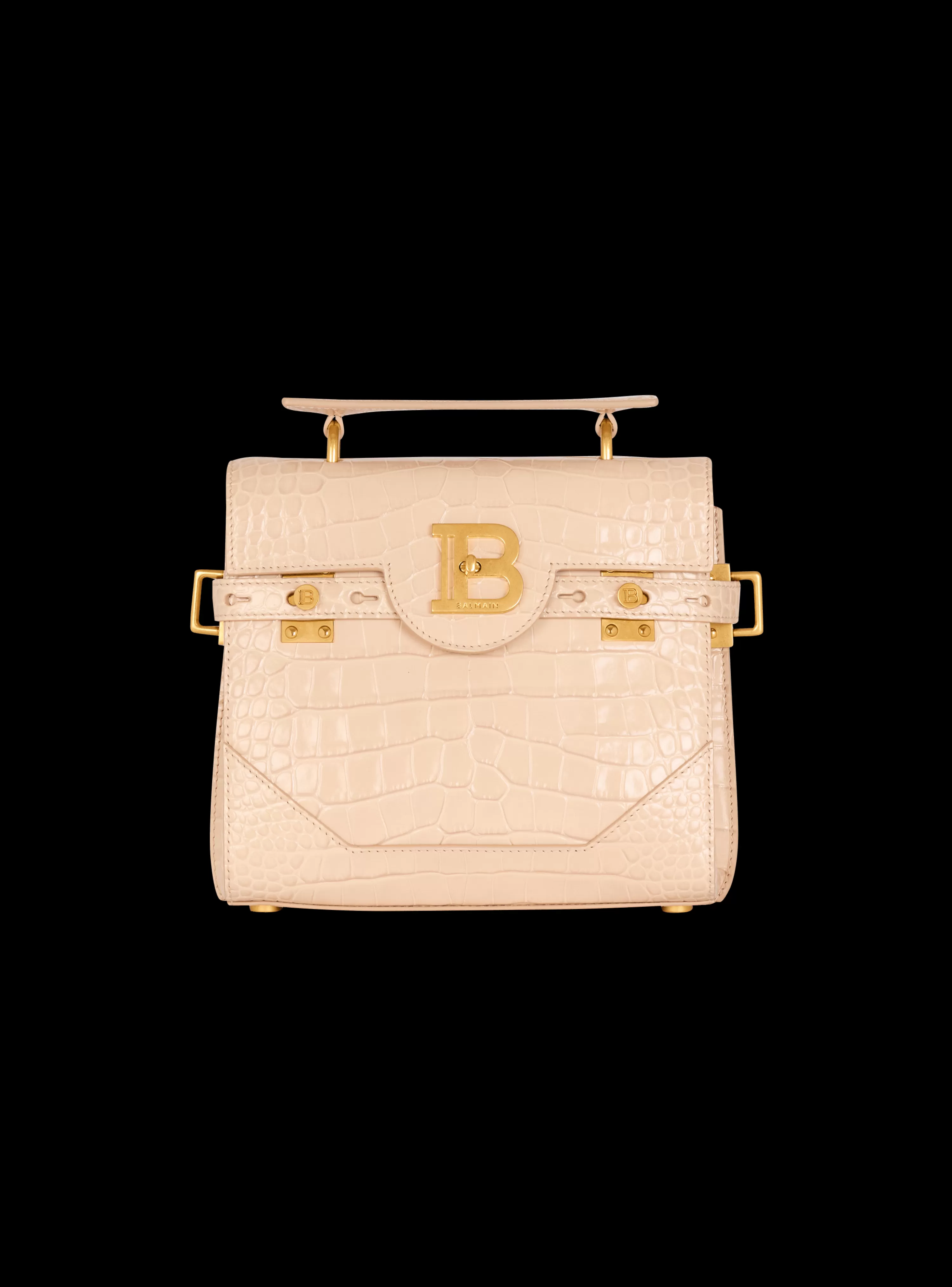 Women Balmain B-Buzz 23 Bag In Crocodile-embossed Calfskin