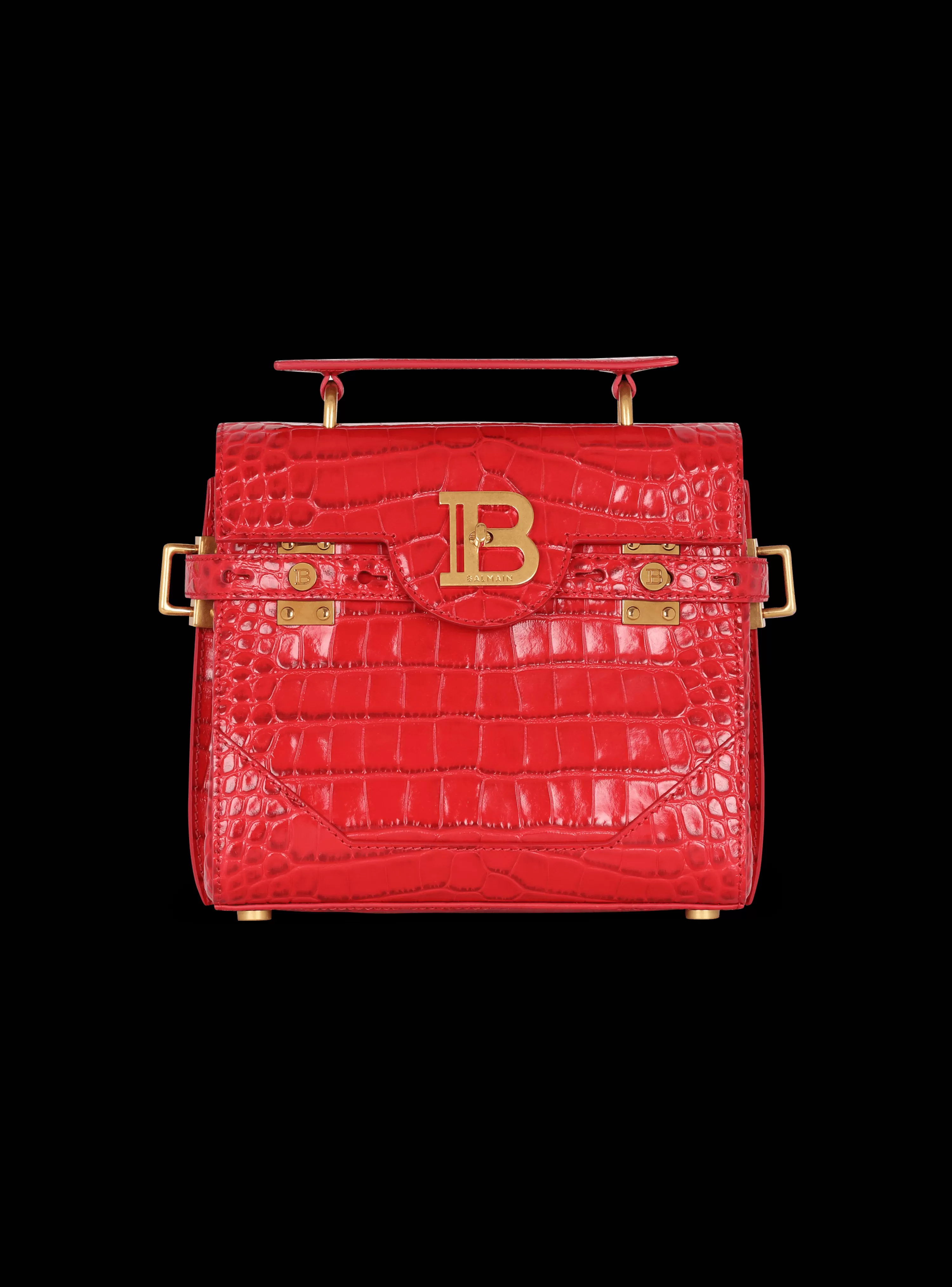 Women Balmain B-Buzz 23 Bag In Crocodile-print Leather