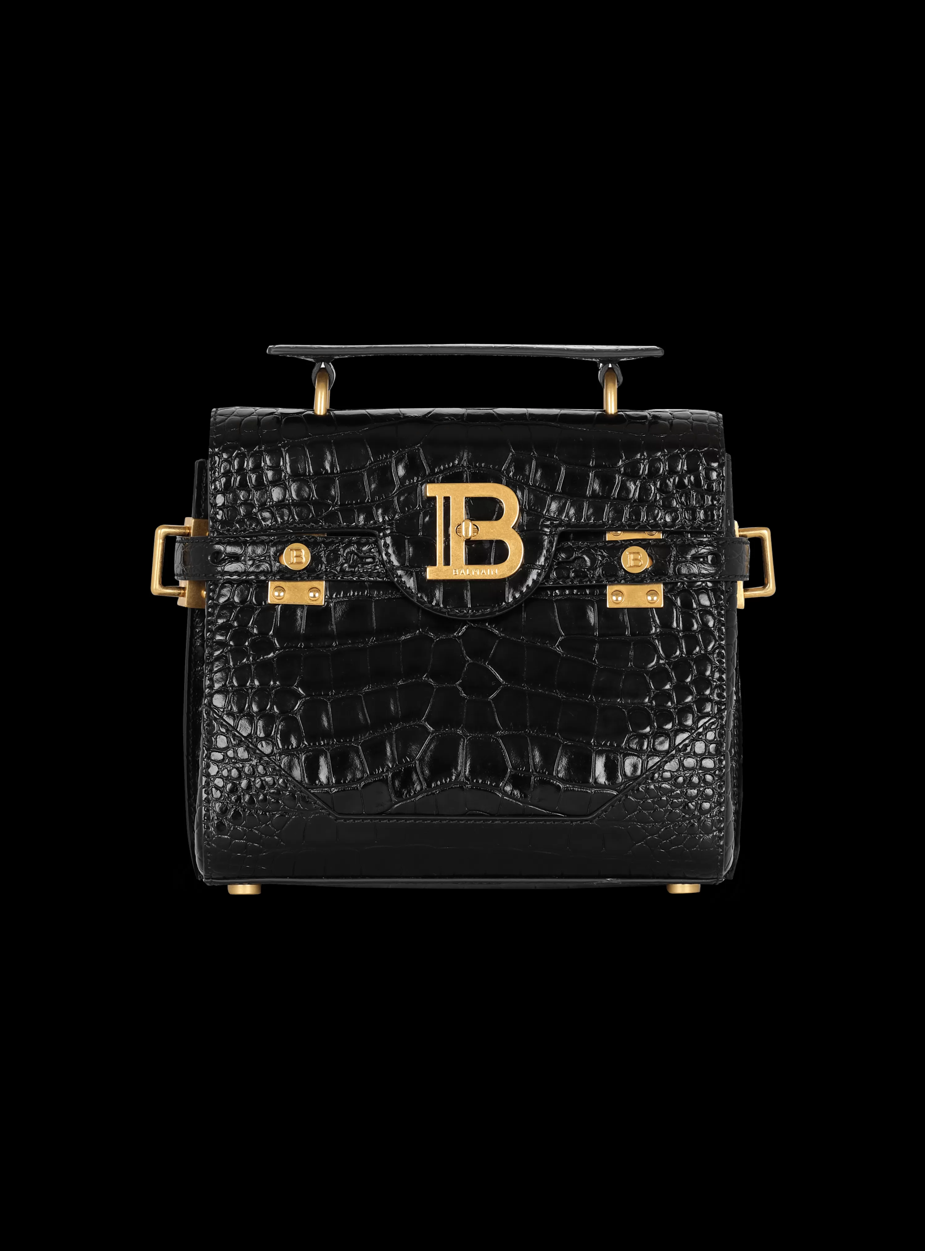 Women Balmain B-Buzz 23 Bag In Crocodile-print Leather