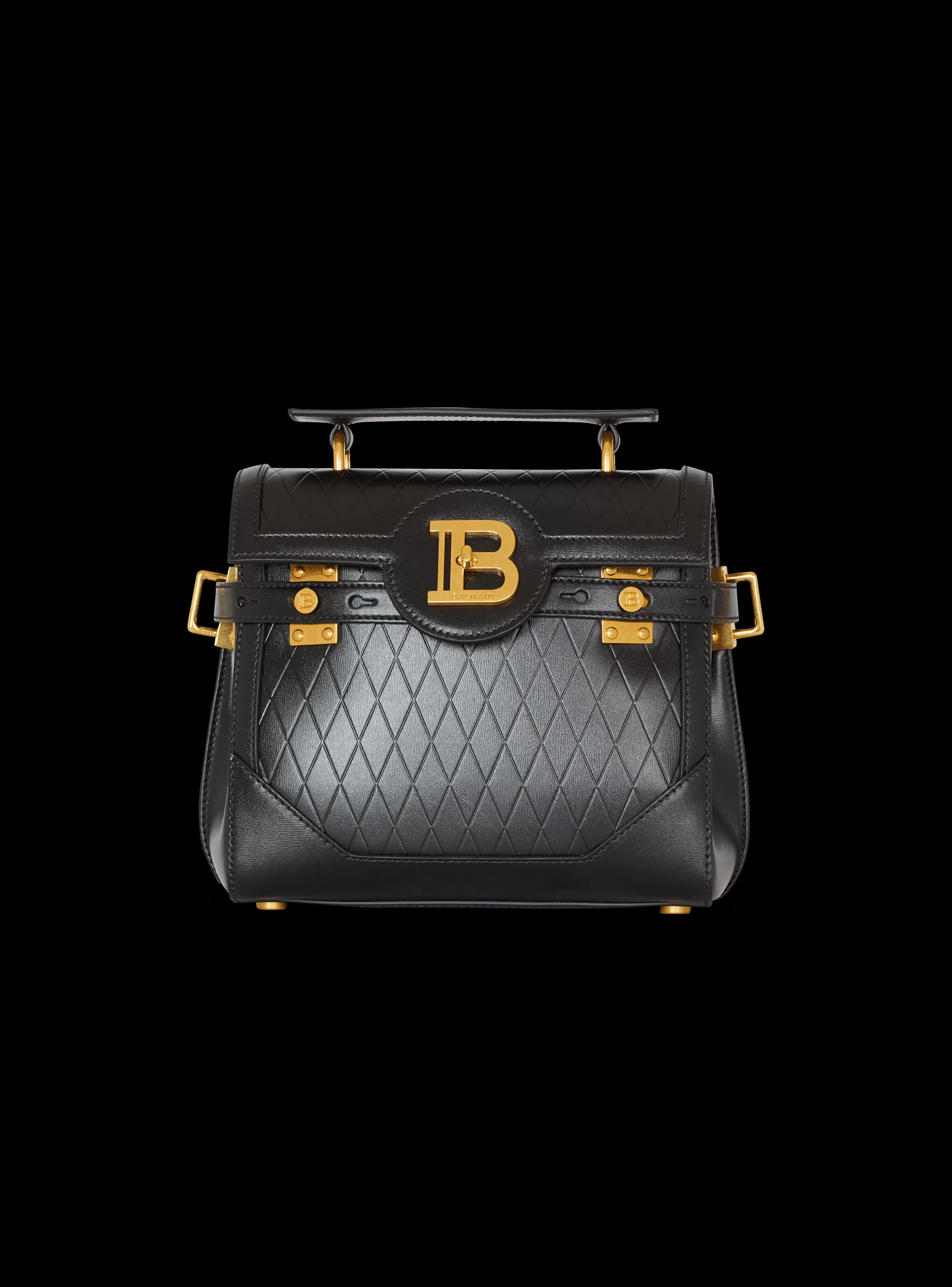 Women Balmain B-Buzz 23 Bag In Grid-embossed Calfskin