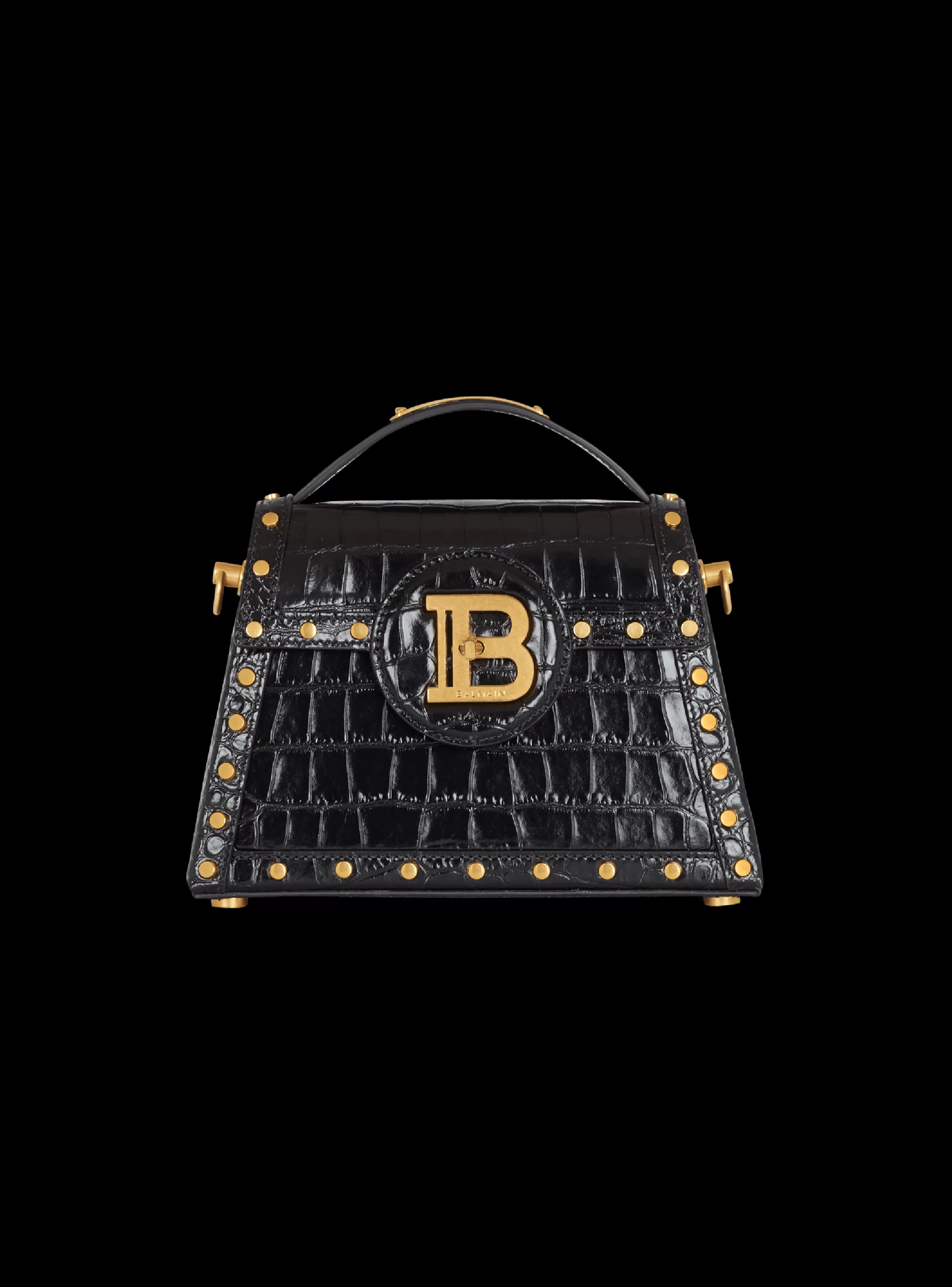 Women Balmain B-Buzz Dynasty Bag In Crocodile-print Leather