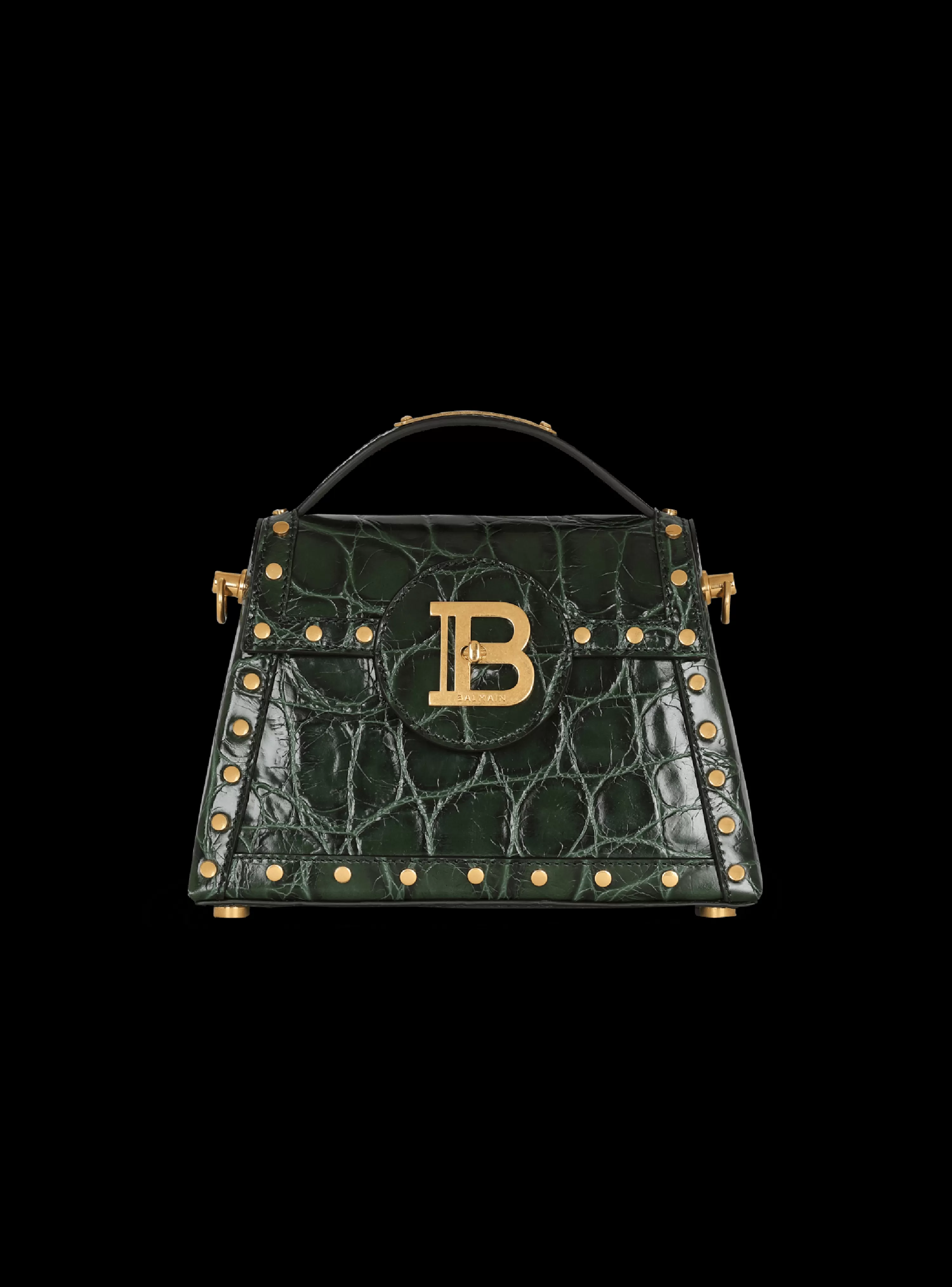 Women Balmain B-Buzz Dynasty Bag In Crocodile-print Leather