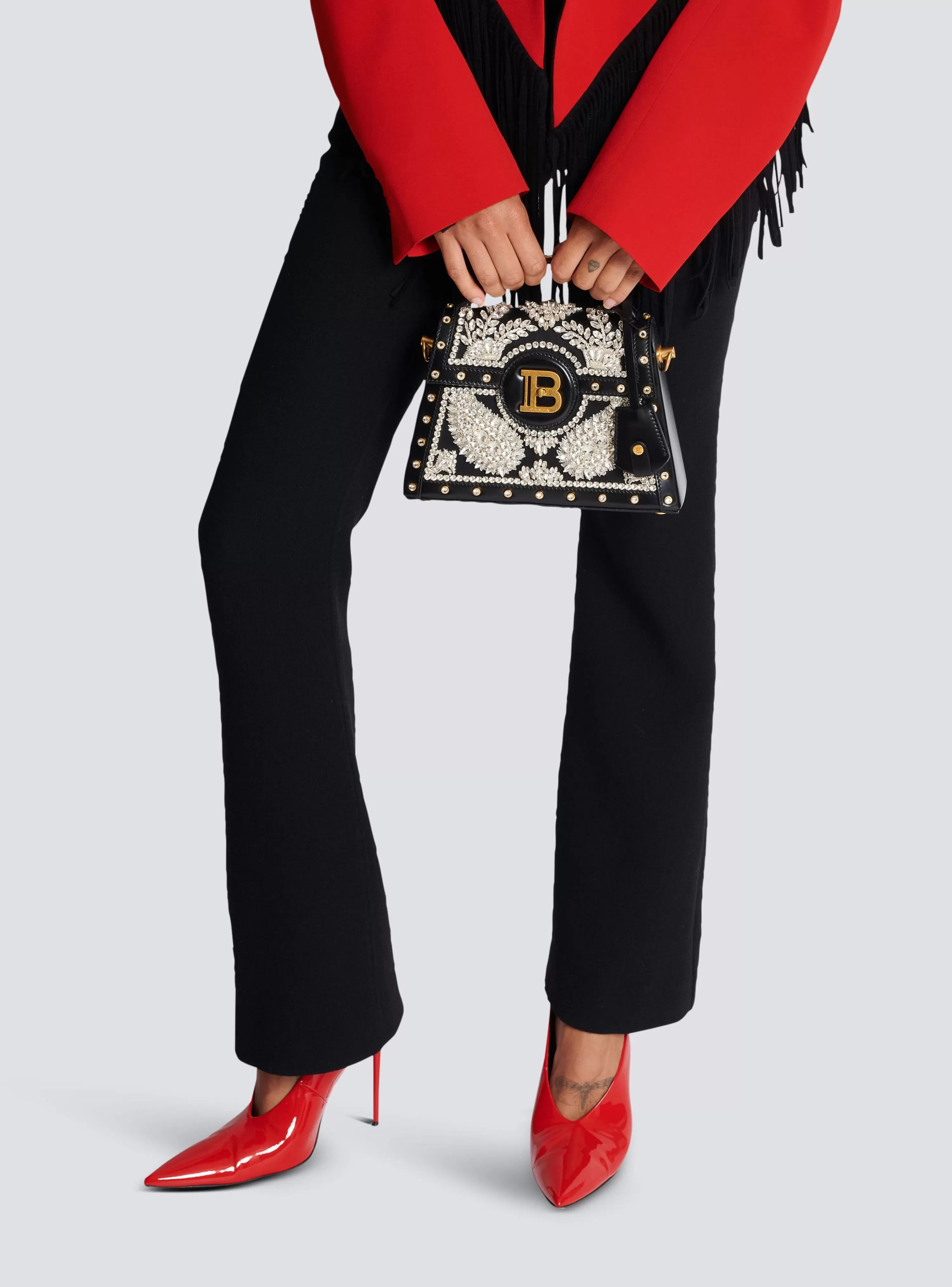 Women Balmain B-Buzz Dynasty Bag In Embroidered Satin