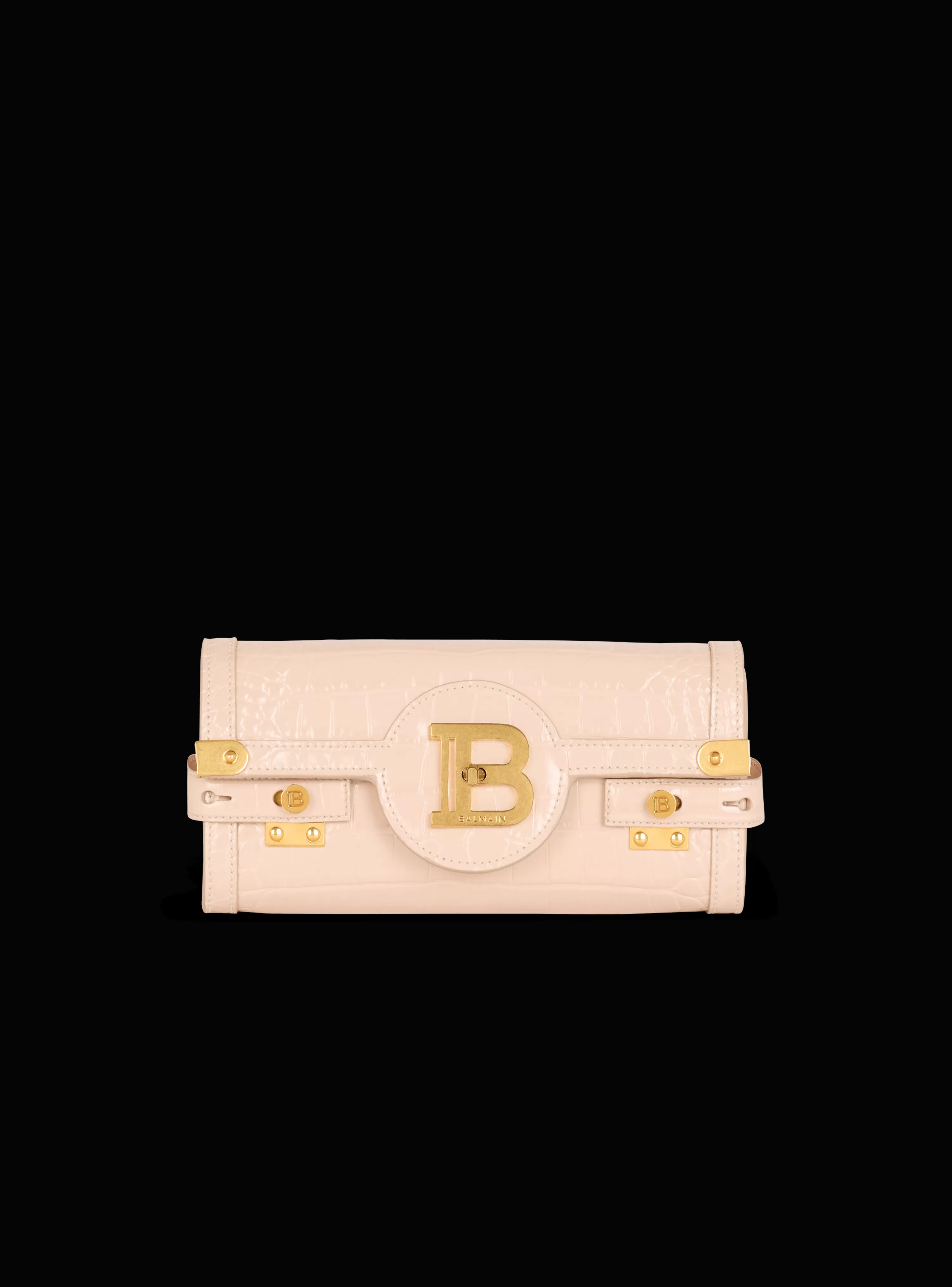 Balmain B-Buzz Pouch 23 In Crocodile-embossed Calfskin