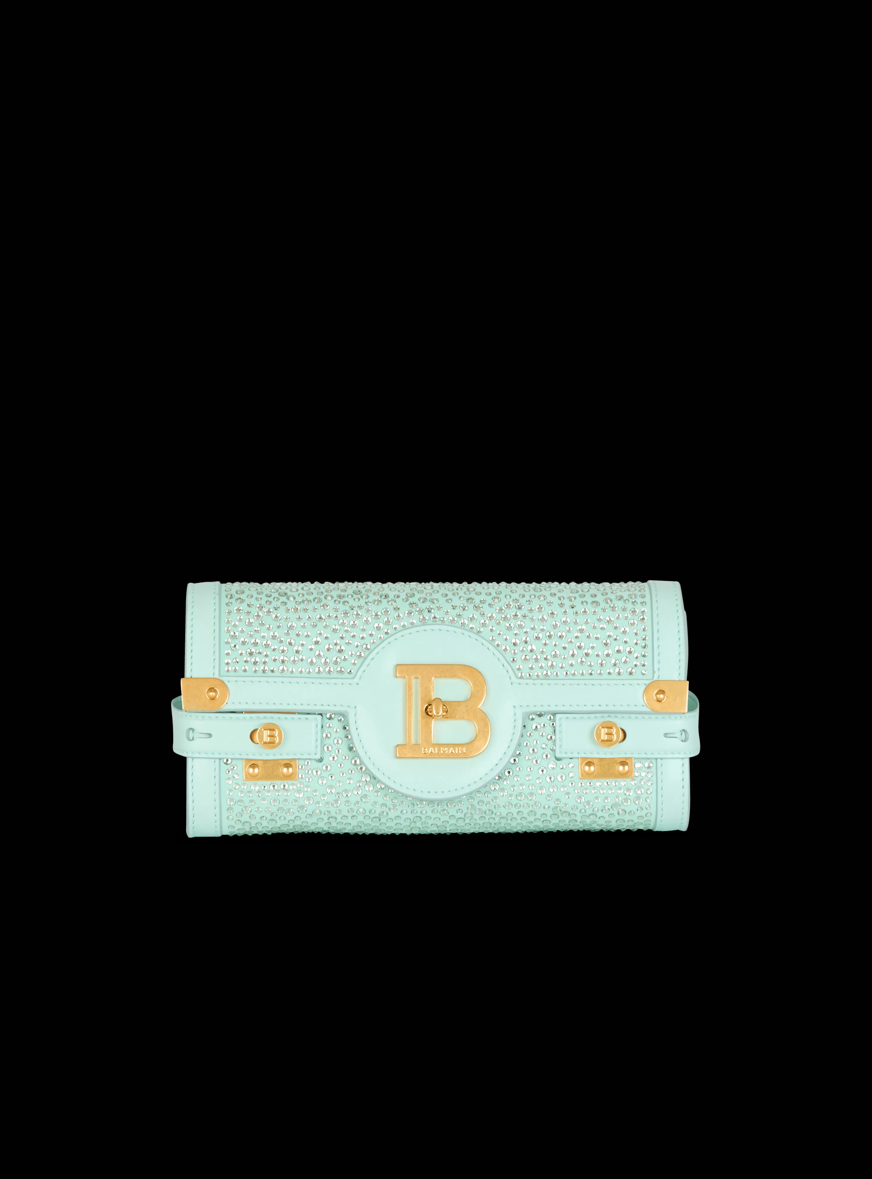 Balmain B-Buzz Pouch 23 In Suede And Rhinestones