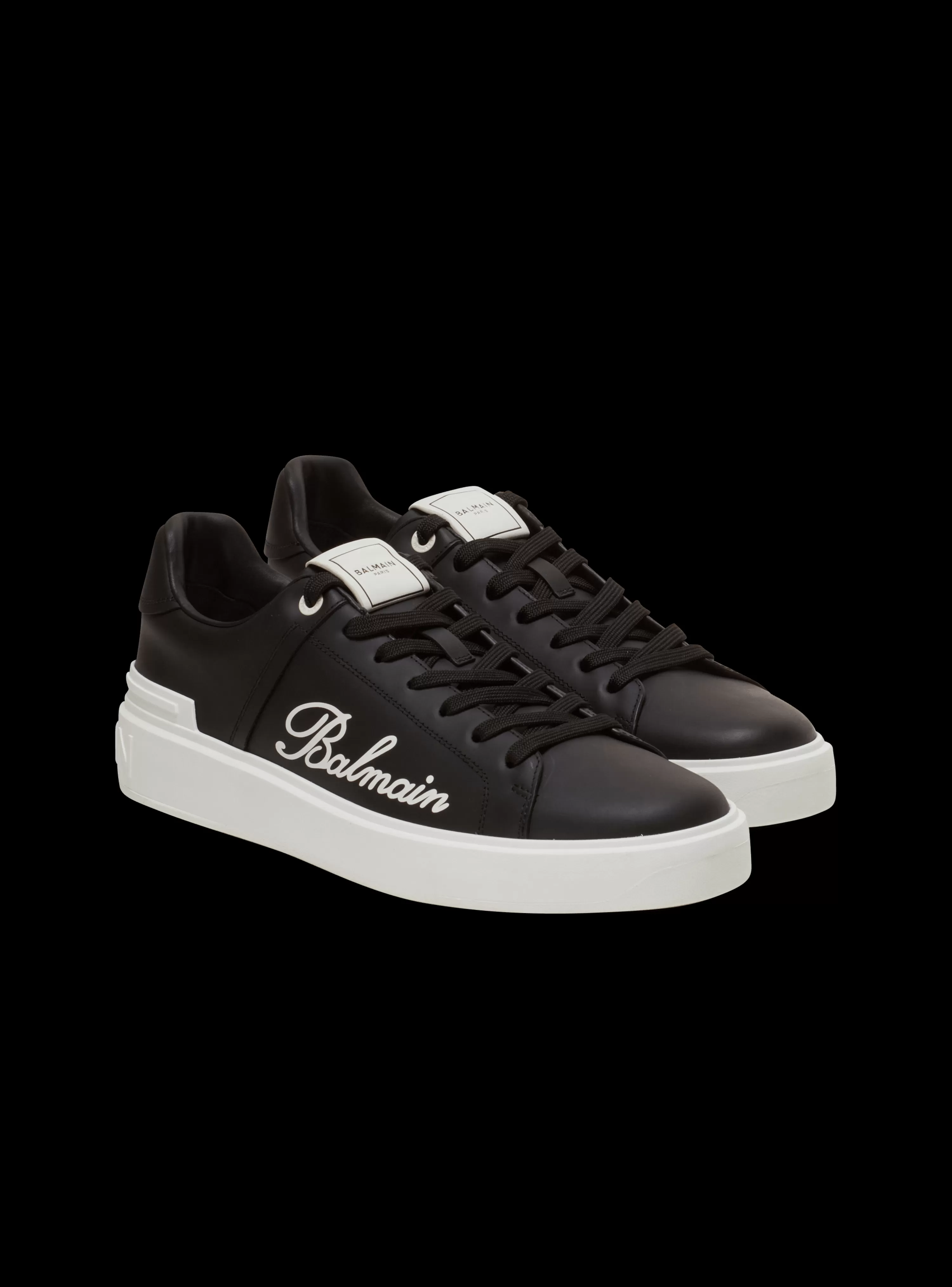 Balmain B-Court Signature Calfskin Trainers