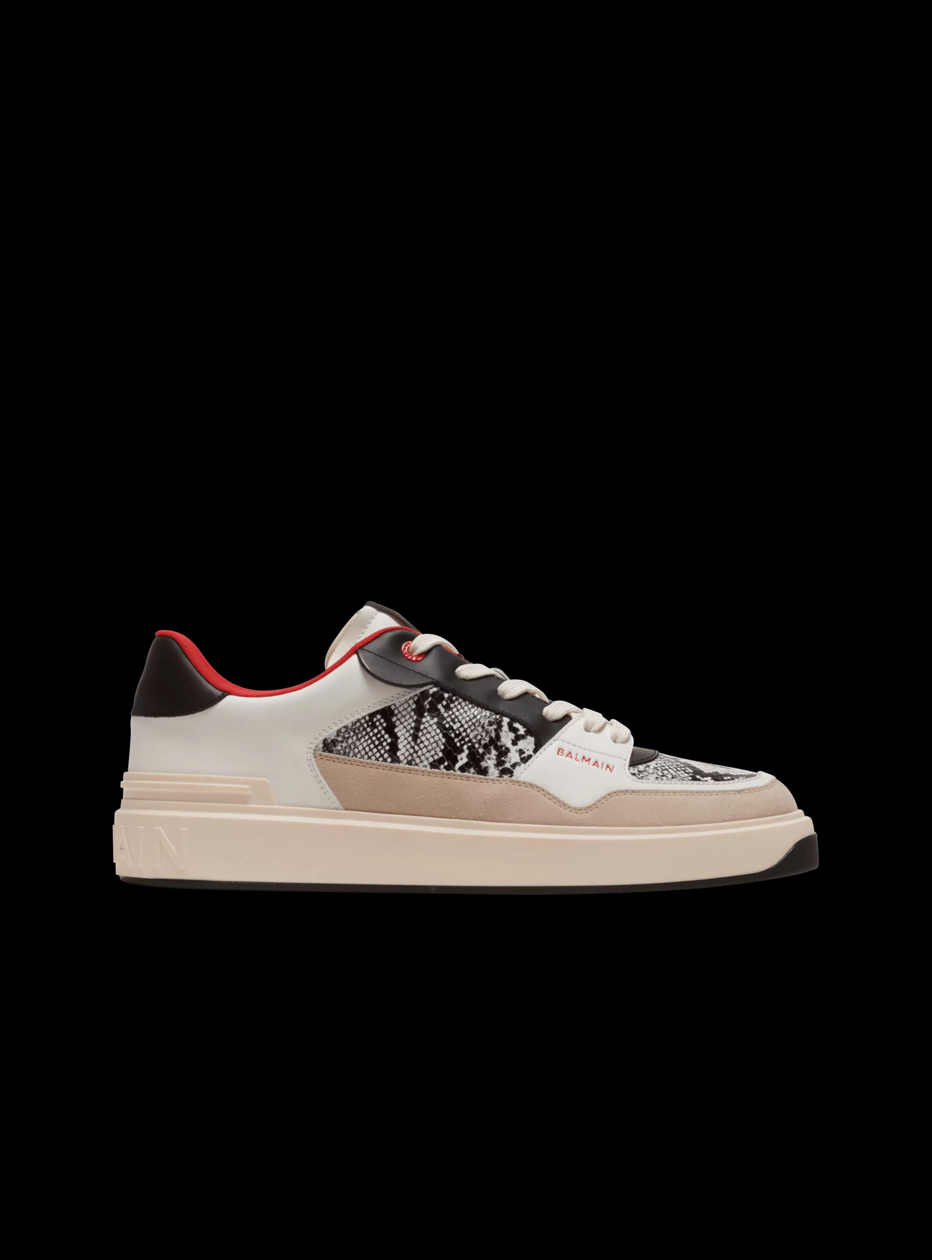 Balmain B-Court Flip Snakeskin-effect Leather And Suede Trainers