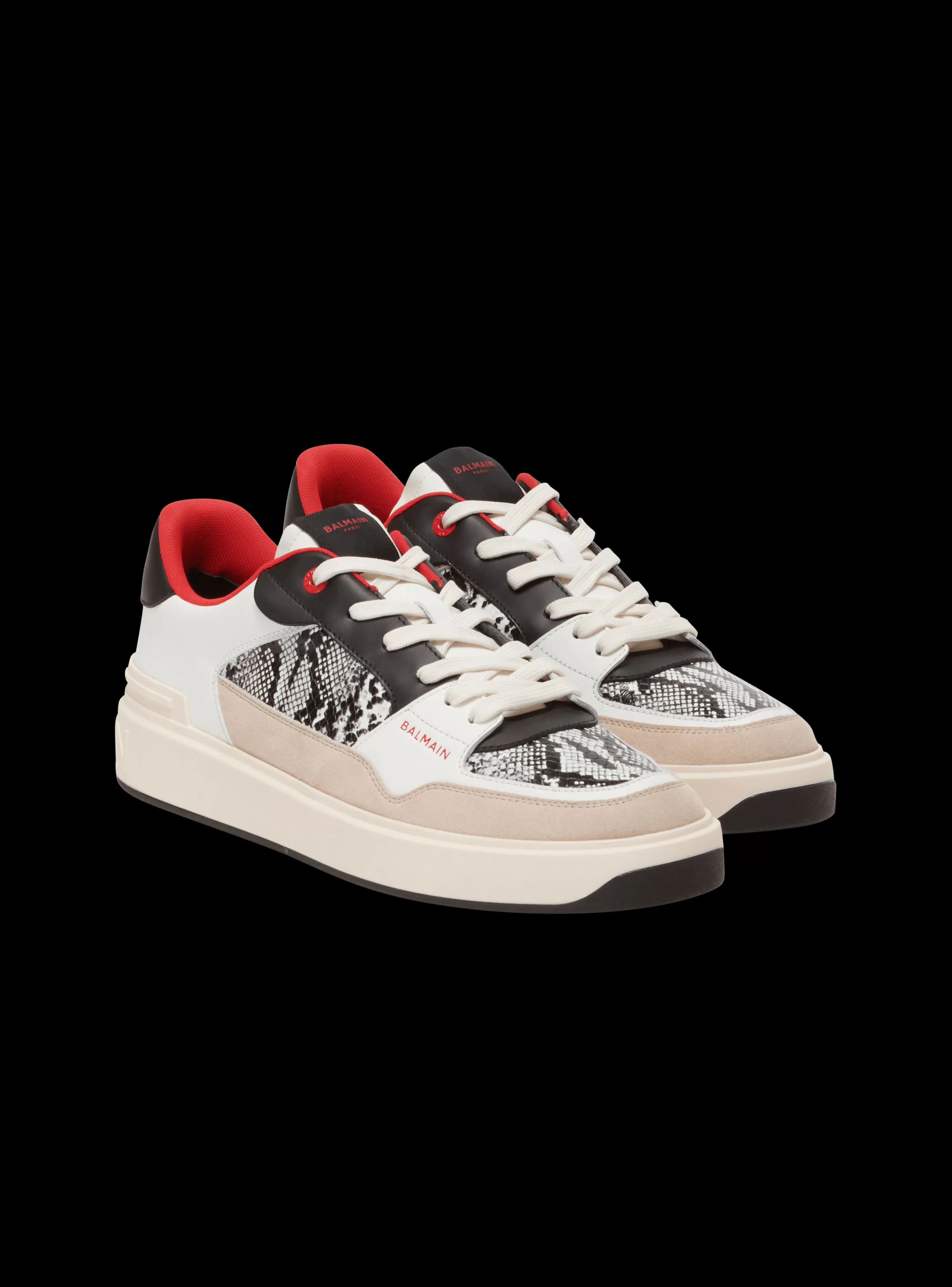 Balmain B-Court Flip Snakeskin-effect Leather And Suede Trainers