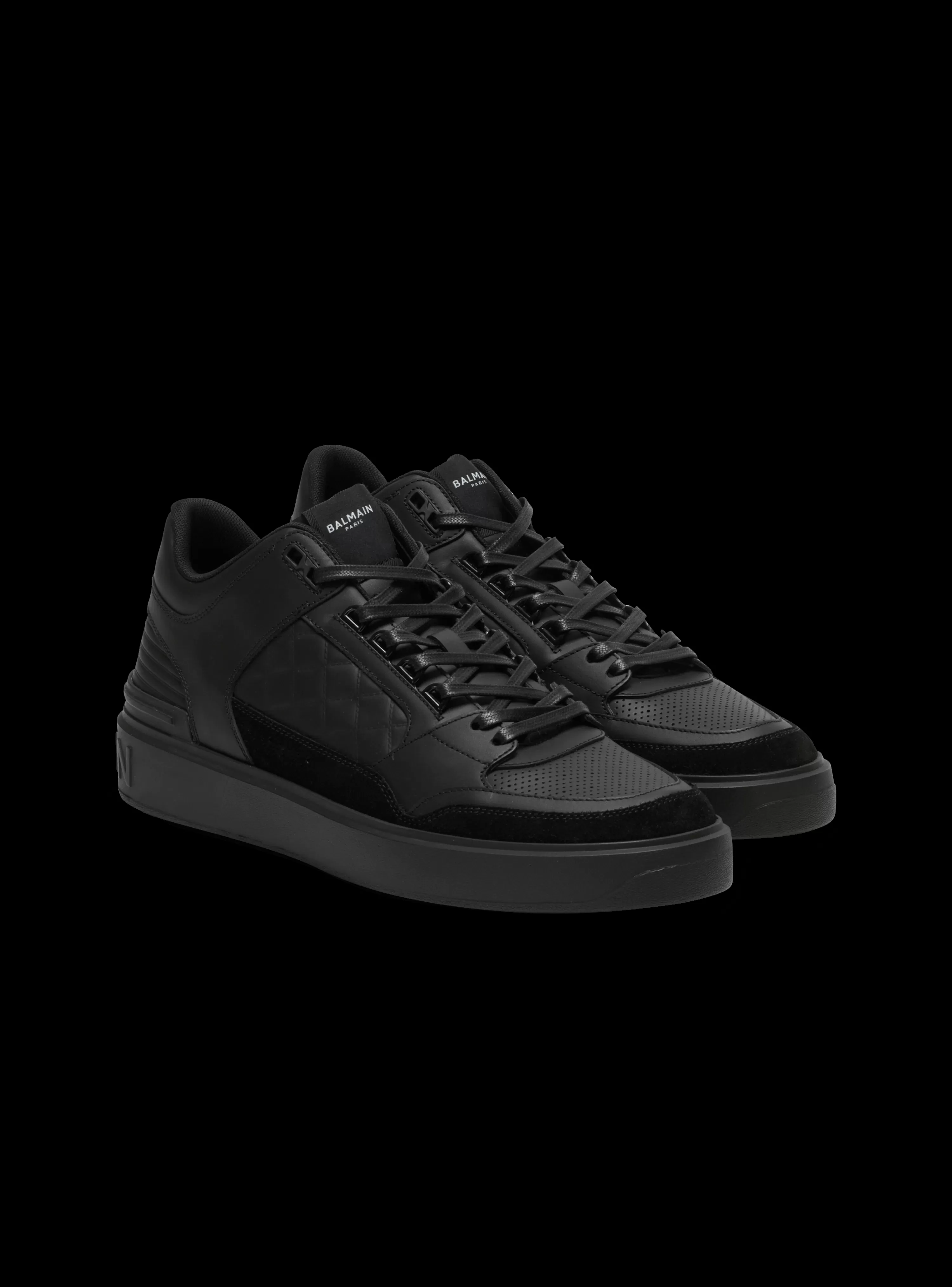 Balmain B-Court Mid-top Leather Trainers