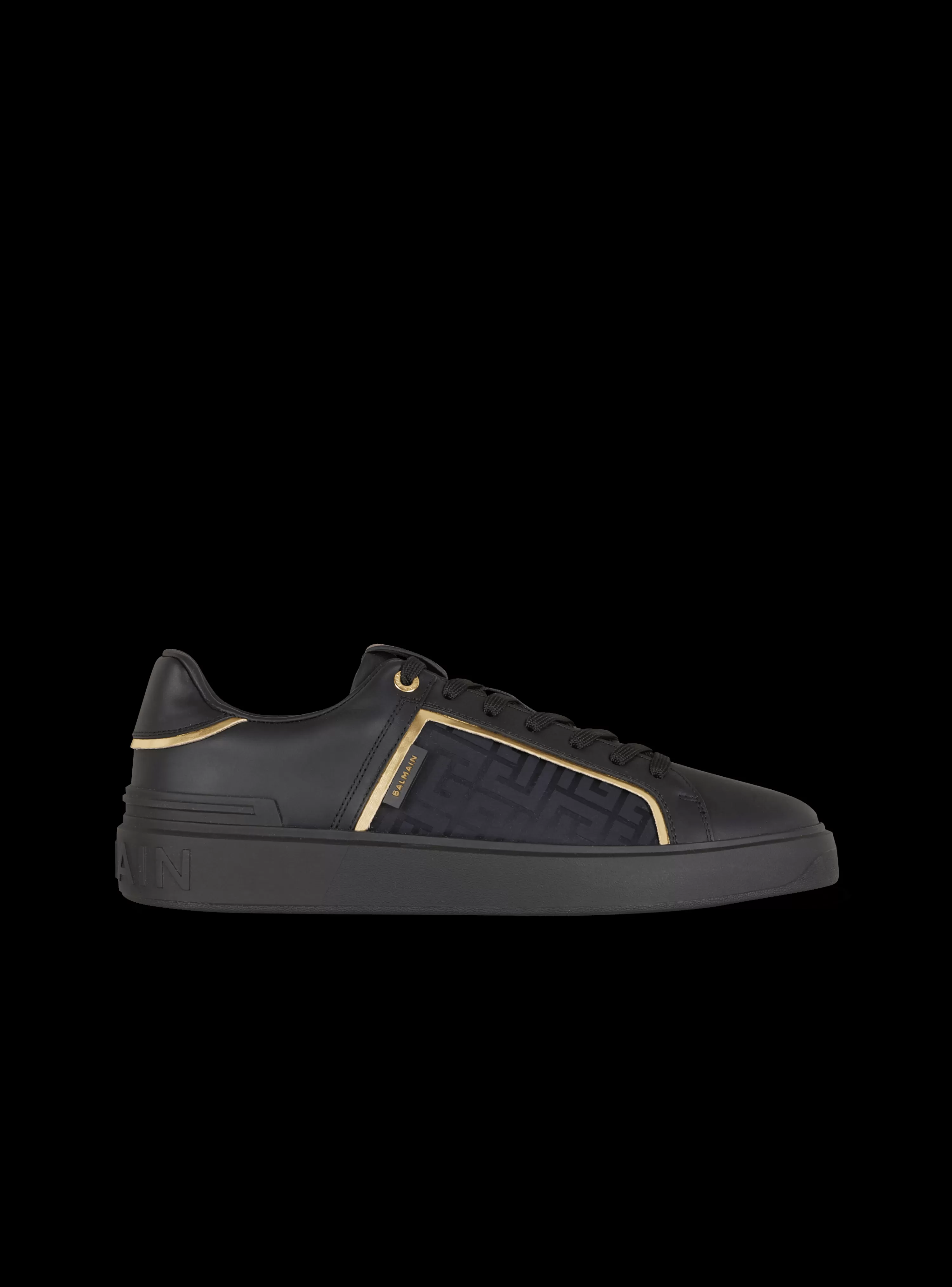 Balmain B-Court Monogrammed Nylon And Leather Trainers