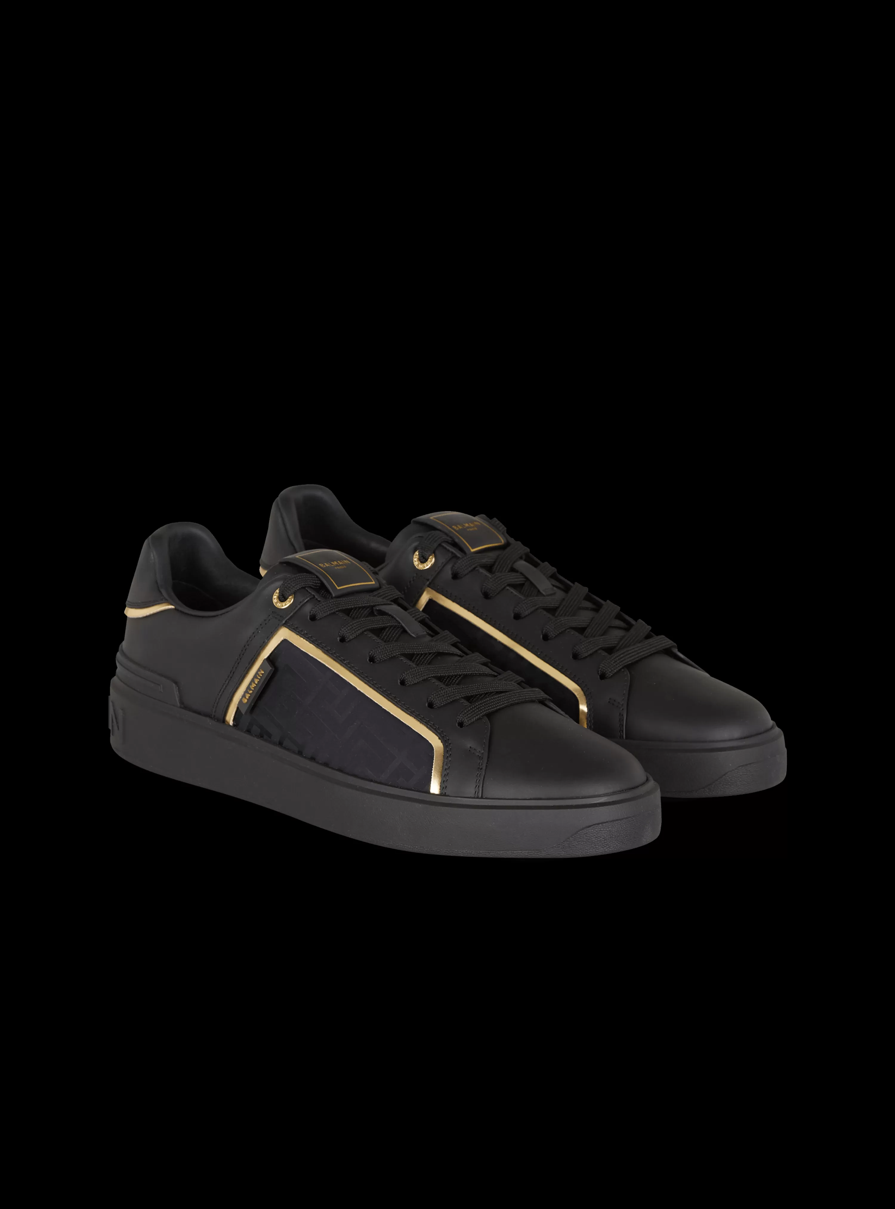 Balmain B-Court Monogrammed Nylon And Leather Trainers