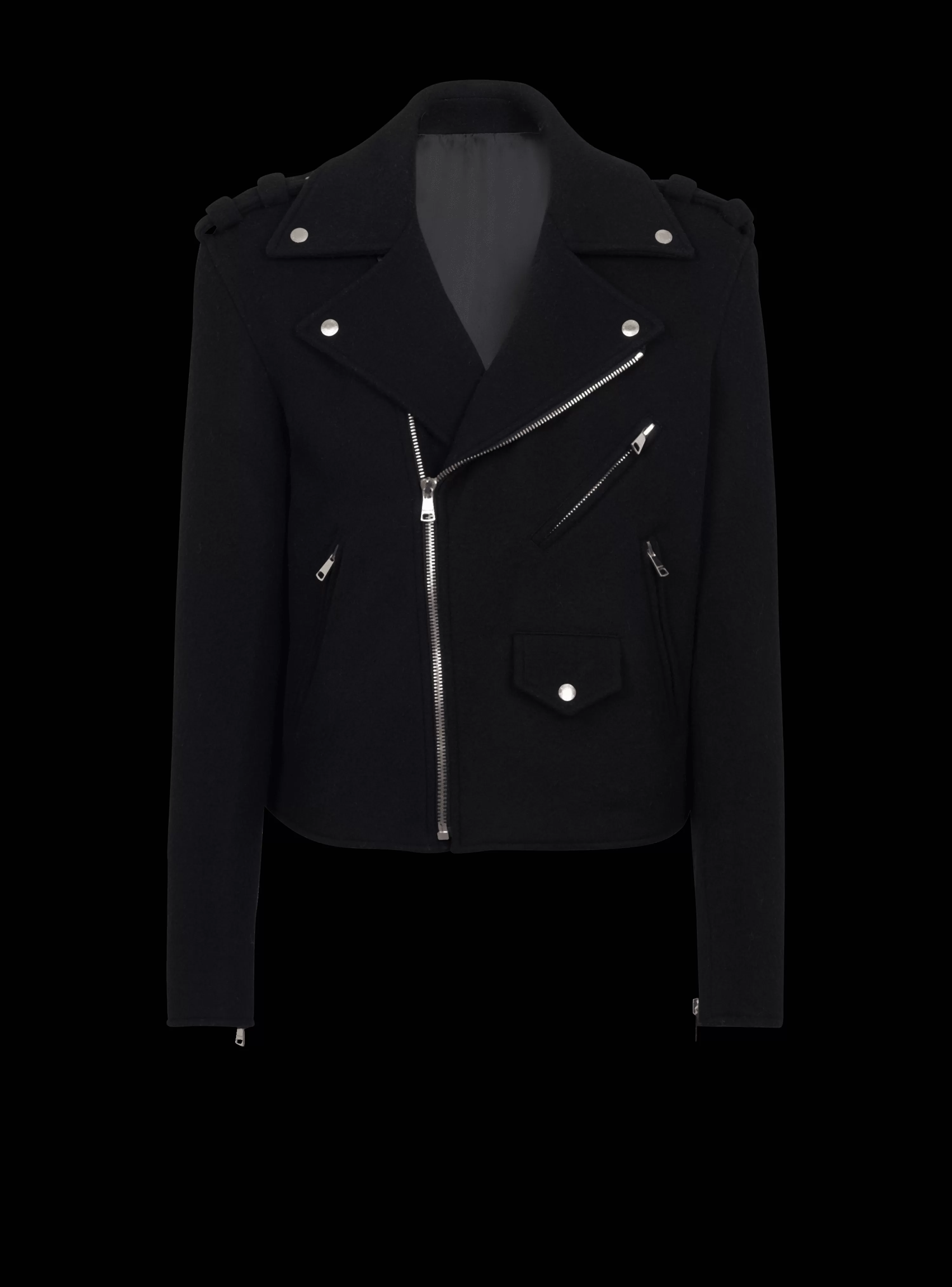 Balmain Biker Jacket In Felted Wool