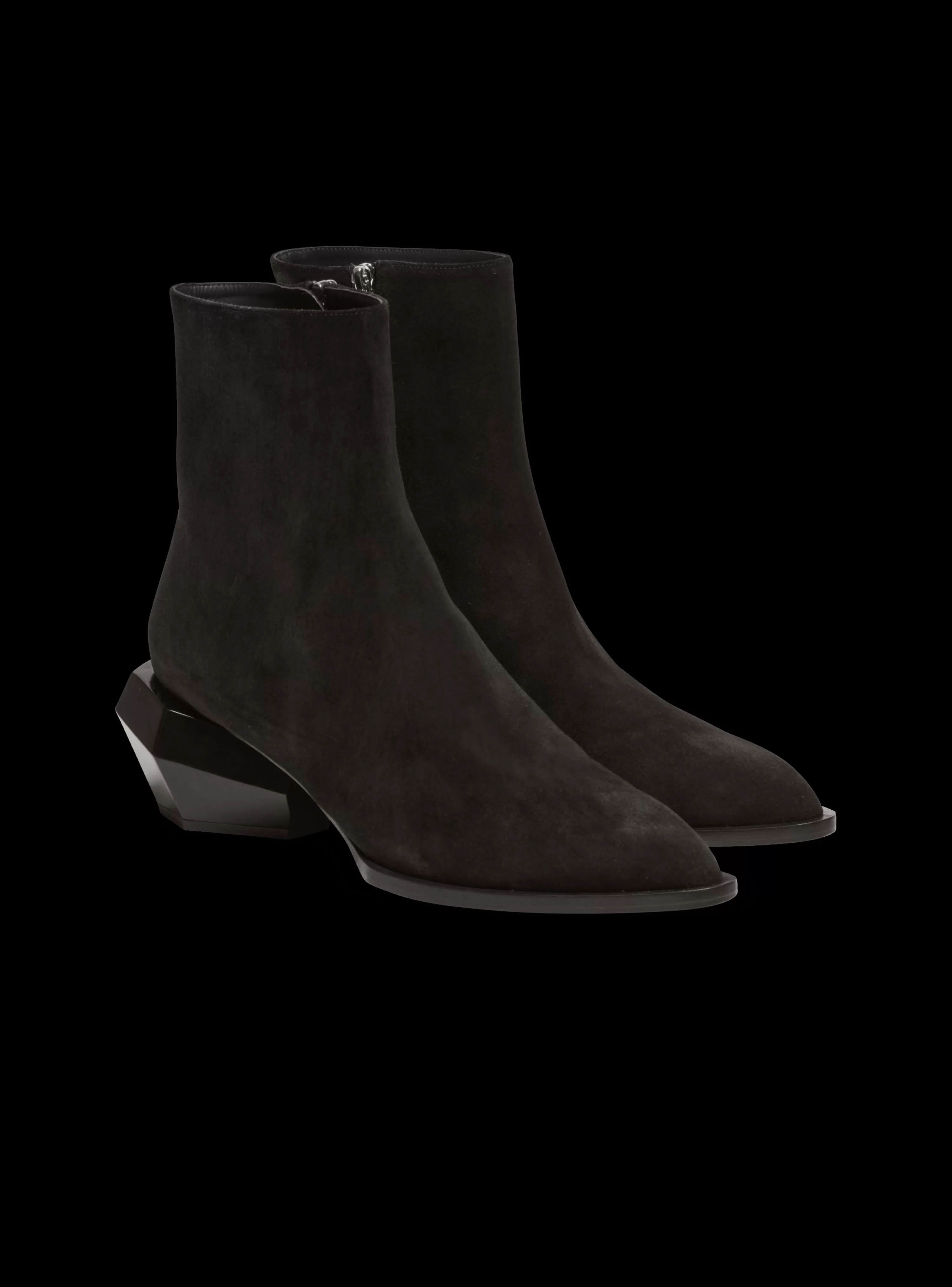 Balmain Billy Suede Ankle Boots With Diamond Heel