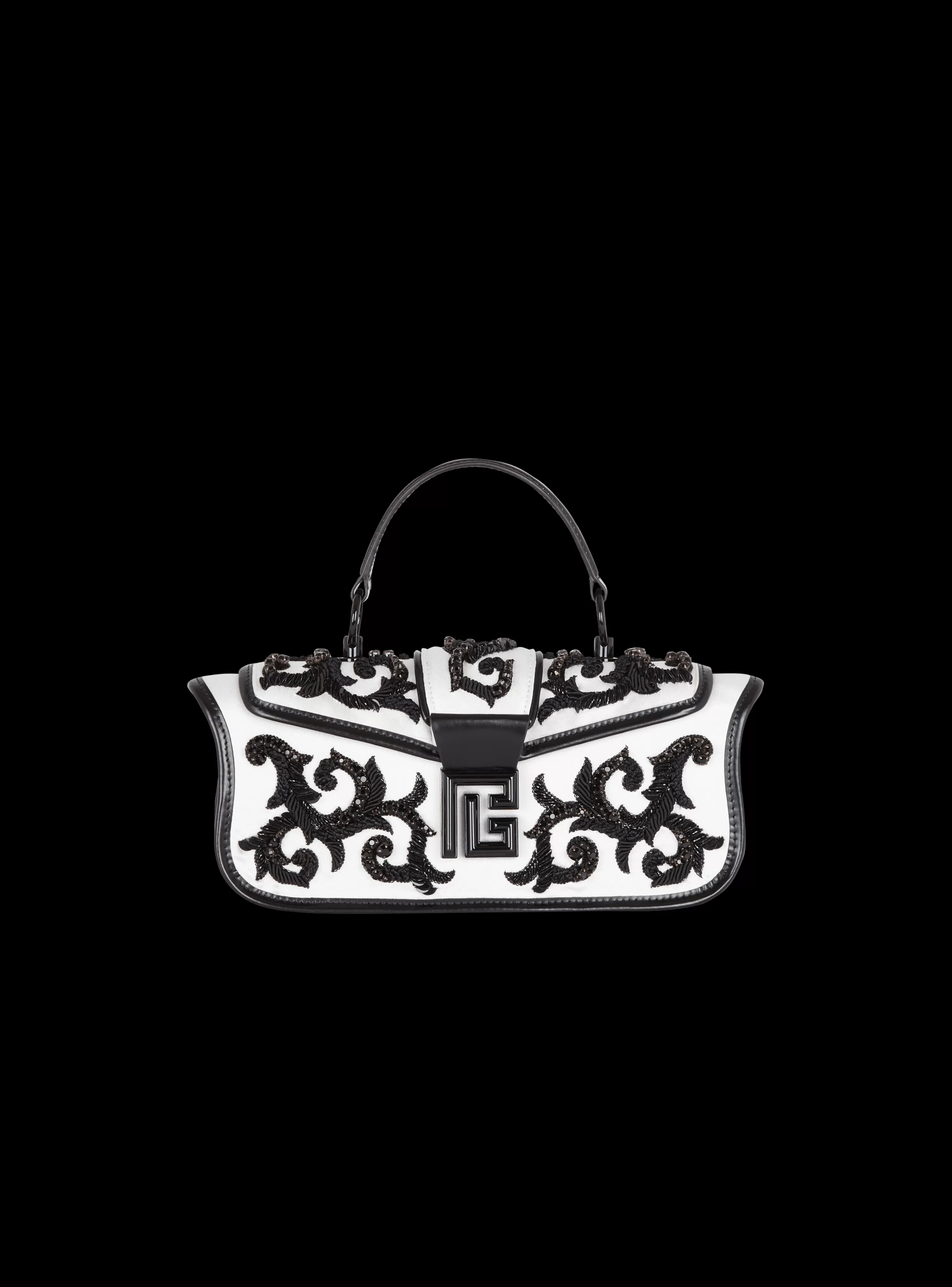 Women Balmain Blaze Pouch Satin Bag With Baroque Embroidery