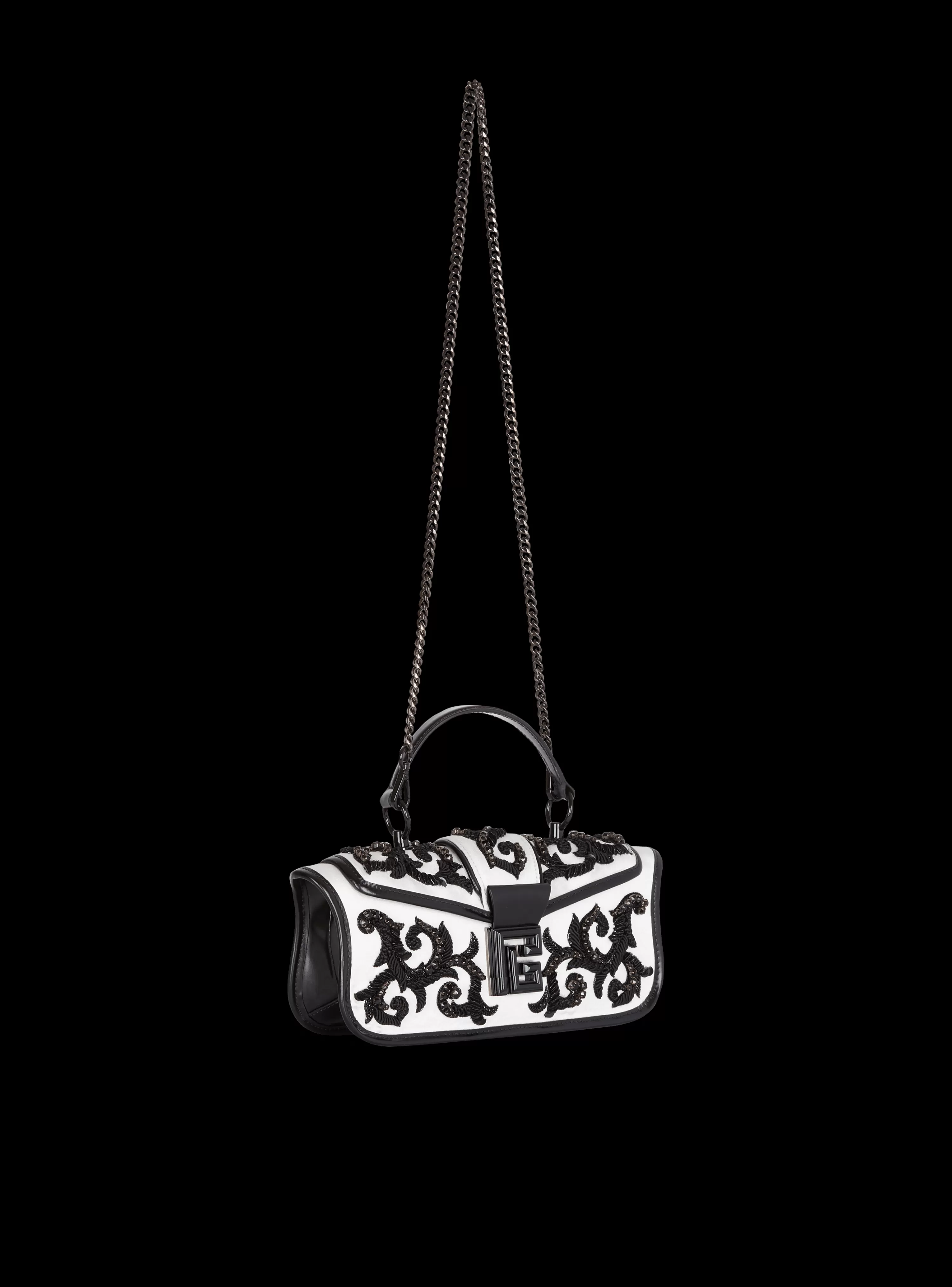 Women Balmain Blaze Pouch Satin Bag With Baroque Embroidery