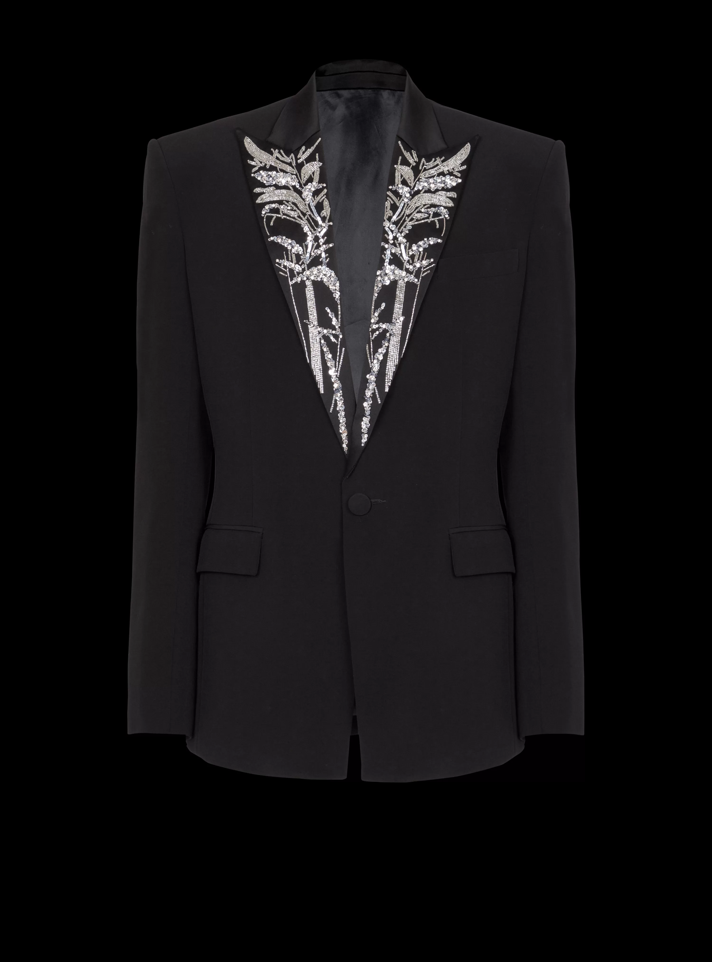 Balmain Blazer With Embroidered Bamboo Collar