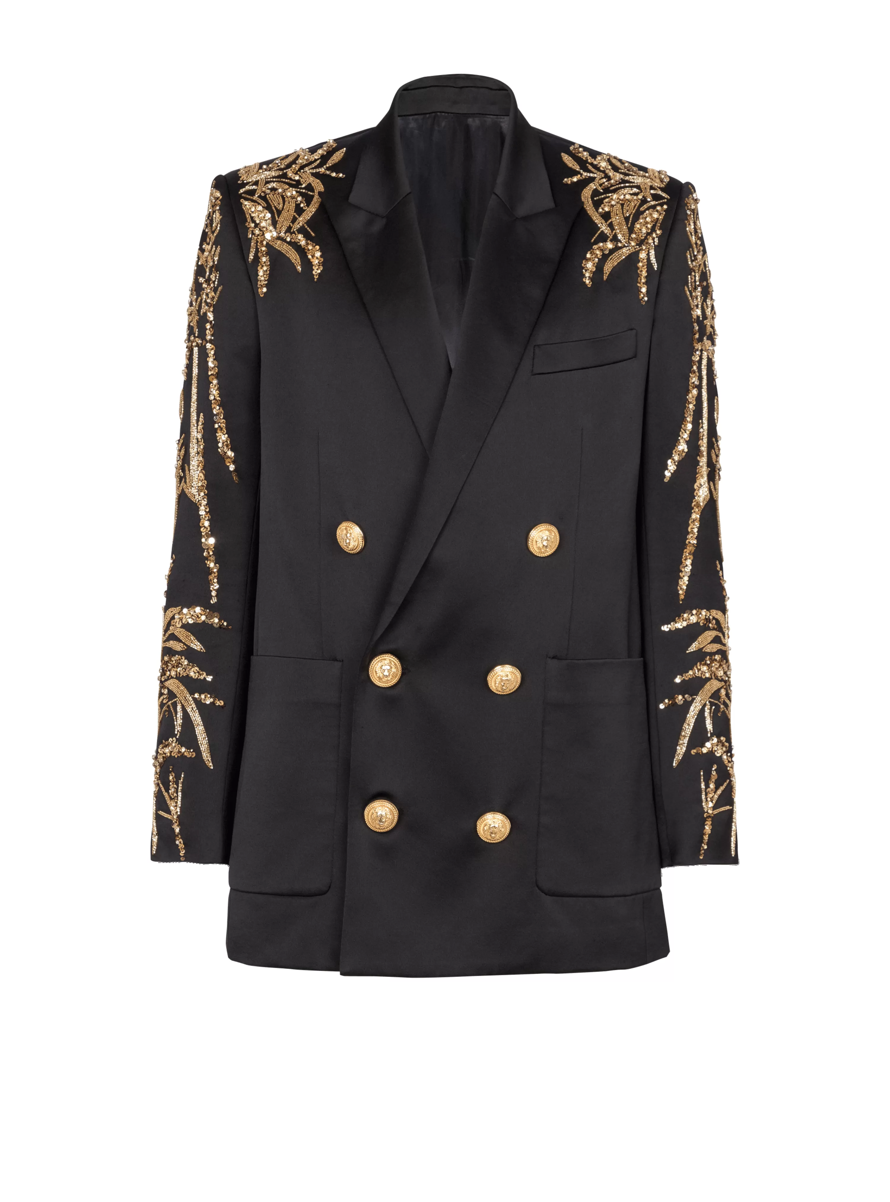 Balmain Blazer With Embroidered Bamboo Sleeves