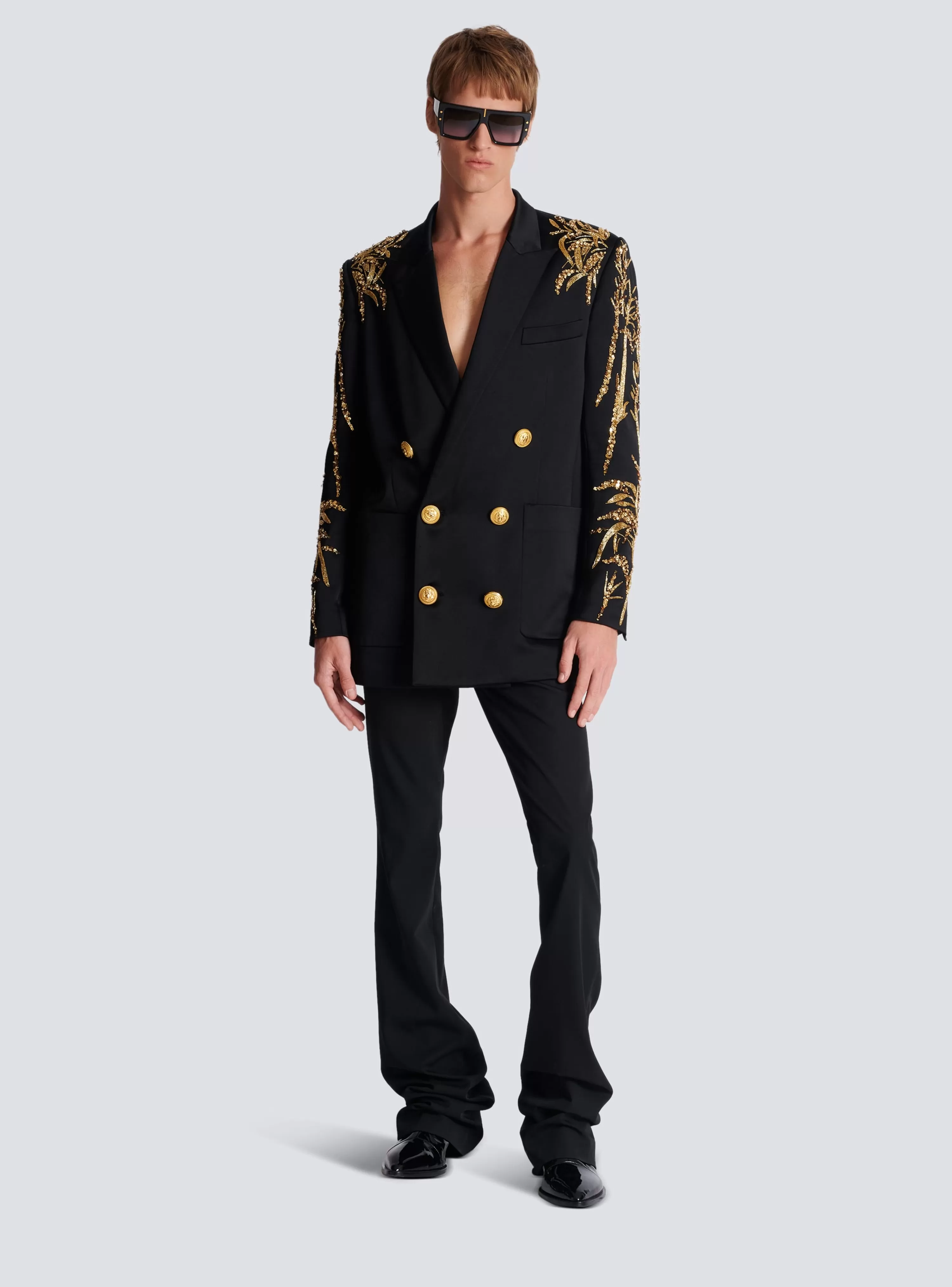 Balmain Blazer With Embroidered Bamboo Sleeves