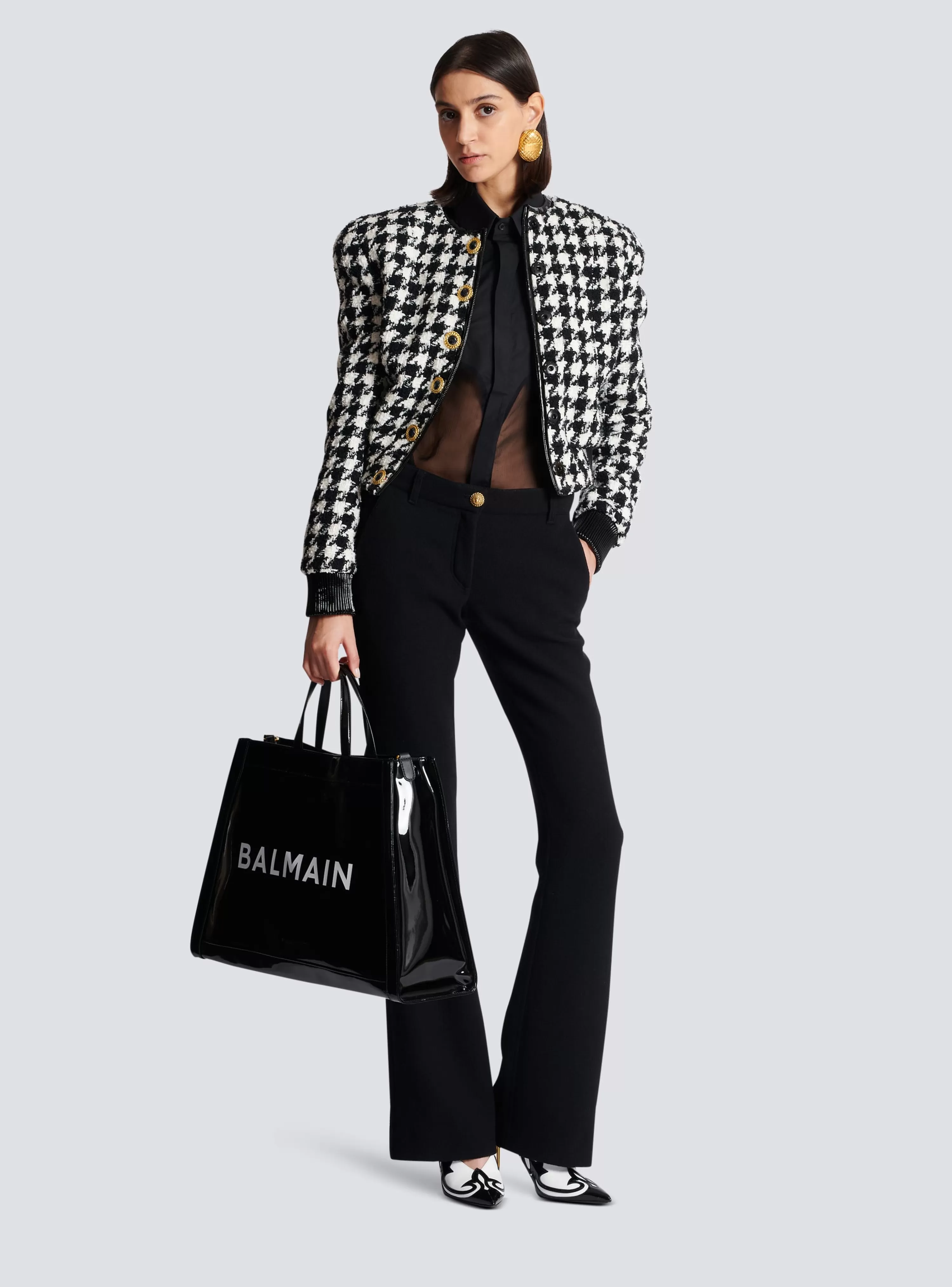 Women Balmain Bootcut Crepe Trousers